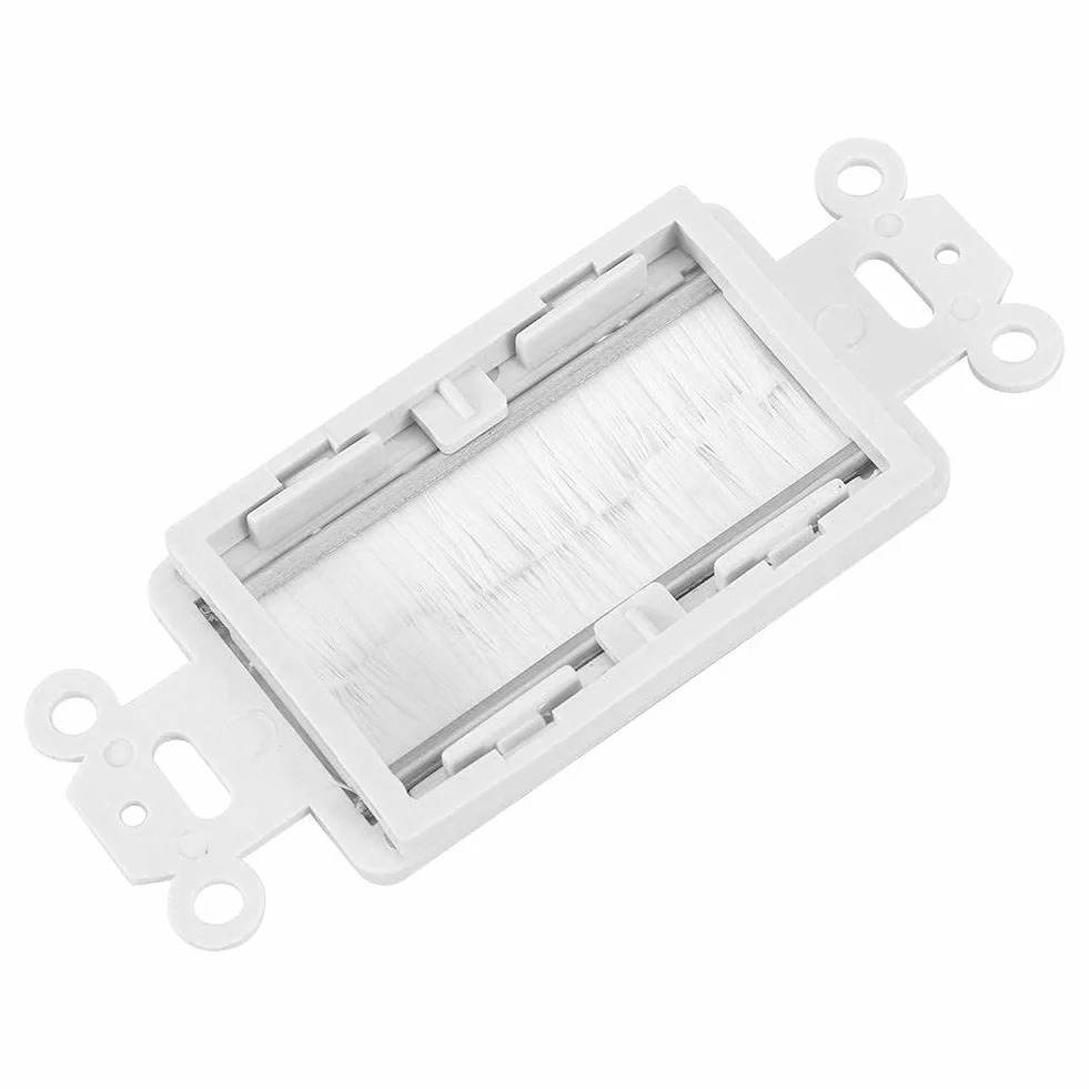 Cable Wall Plate Port,Anti-Dust Brushplate Cable Wall Plate Port White Brush Strip Wallplate Insert Outlet Cable Faceplate Mount Multimedia Panel