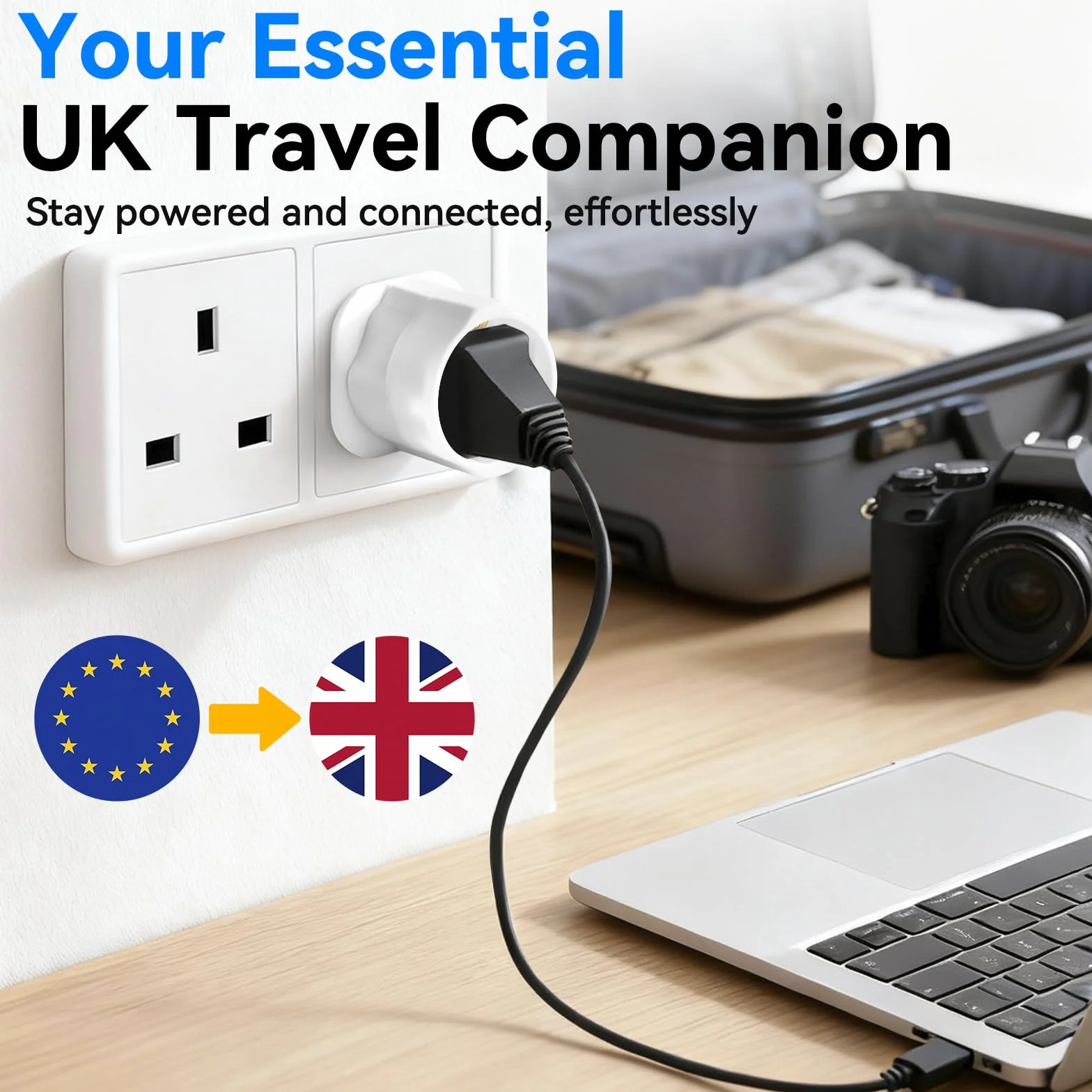 VGUARD UK adapter podróżny, 6 sztuk, wtyczka Anglia, wtyczka podróżna, wtyczka Schuko UE do UK - biały