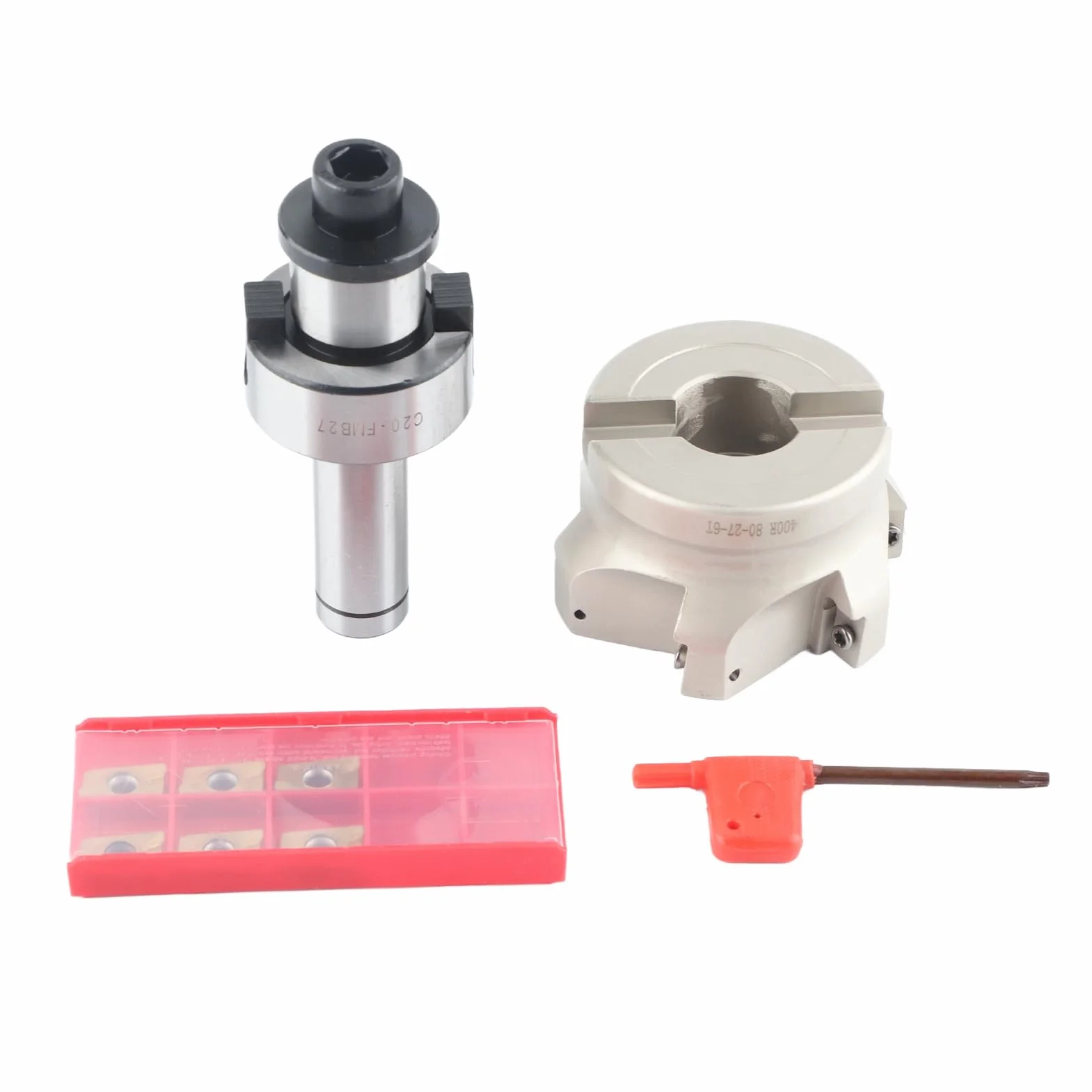Generic C20 FMB27 Uchwyt Tulei Zaciskowej Frez 6 Rowków APMT1604 Płytki do Precyzyjnej Obróbki CNC (Głowica tnąca C20-FMB27+80+ziarna noża 1604APMT)