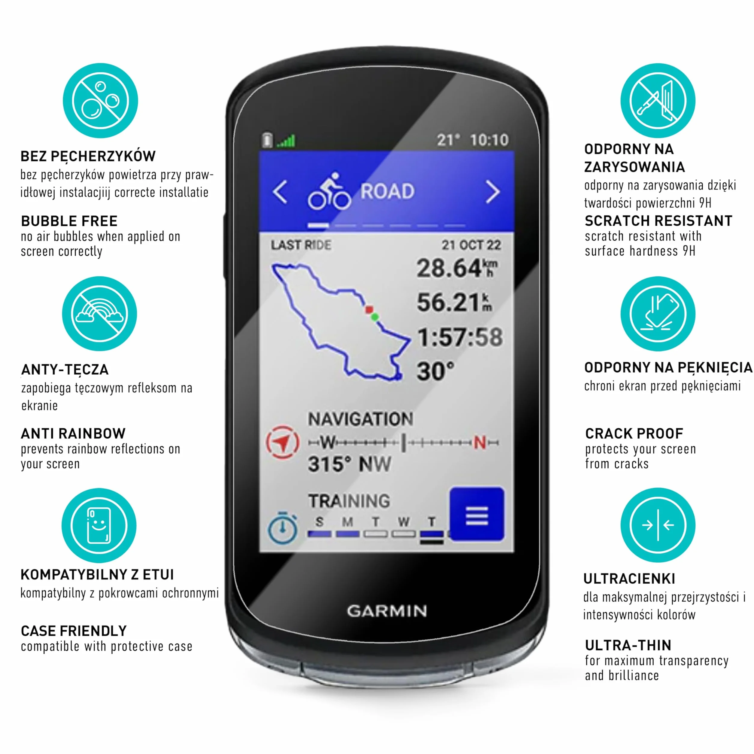 smartect Szkło Hartowane [3 Sztuki, Clear] dla Garmin Edge 1040/1040 Solar, Szklana Ochrona Ekranu 9H, Ochraniacz Ekranu bez Pęcherzyków, Bez Odcisków palców