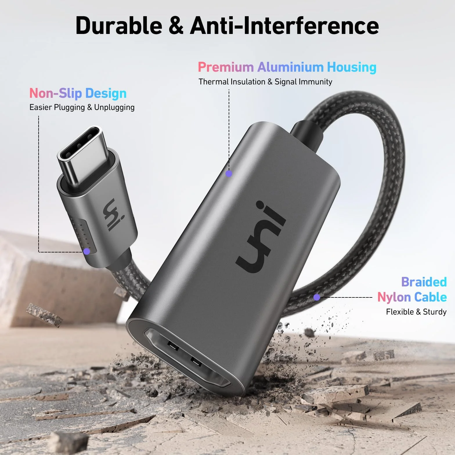 Adapter USB C do HDMI 4K@60Hz Thunderbolt 3-HDMI Szary