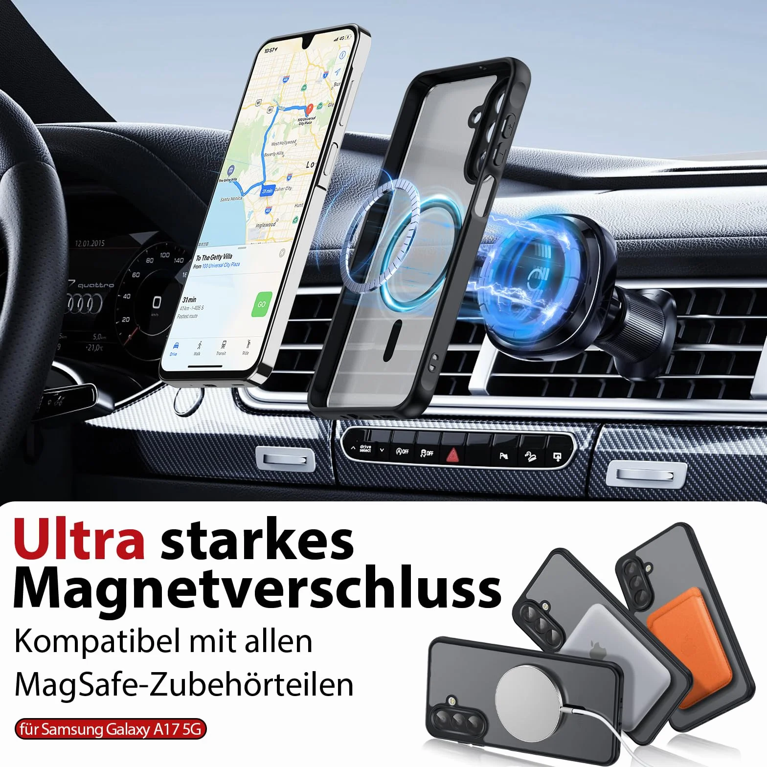 Dizn Etui magnetyczne Samsung Galaxy A17 4G/A17 5G z folią hartowanego szkła MagSafe czarny