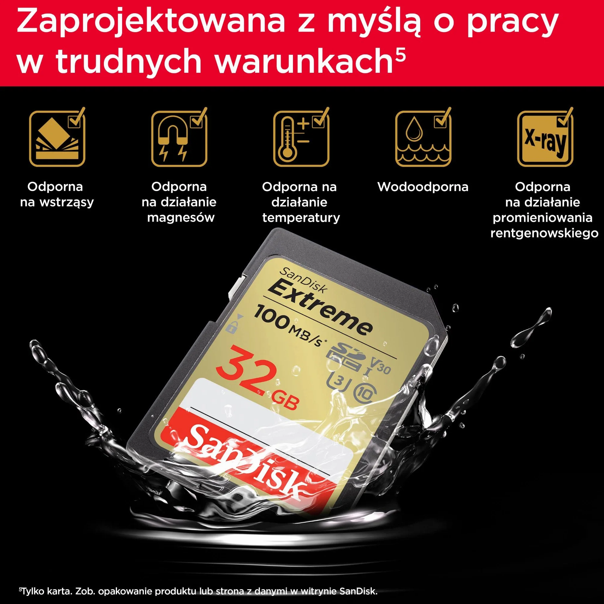 SanDisk Karta Extreme SDHC 32 GB, do 100 MB/s UHS-I Class 10 U3 V30