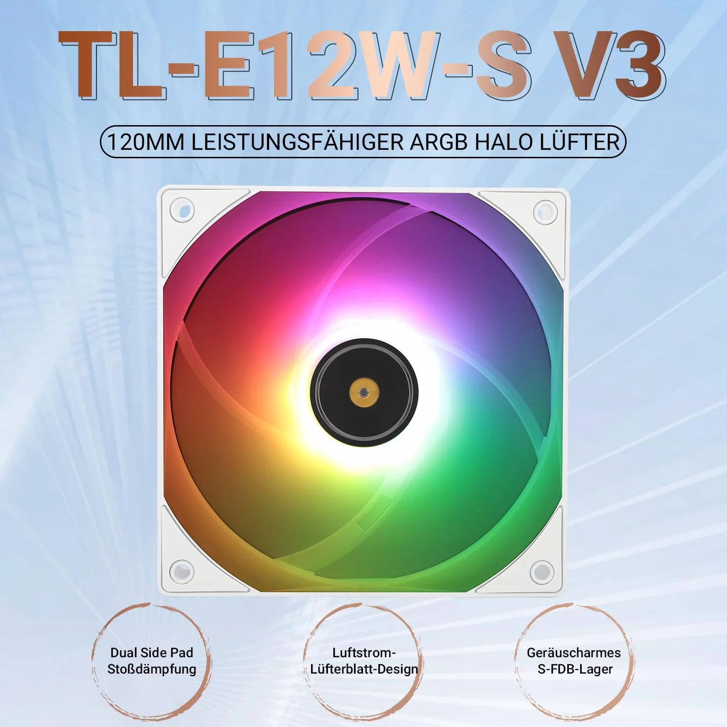 Thermalright TL-E12W-S V3 120 mm ARGB wentylator CPU, 4-pin PWM, 2000 RPM, S-FDB łożyska