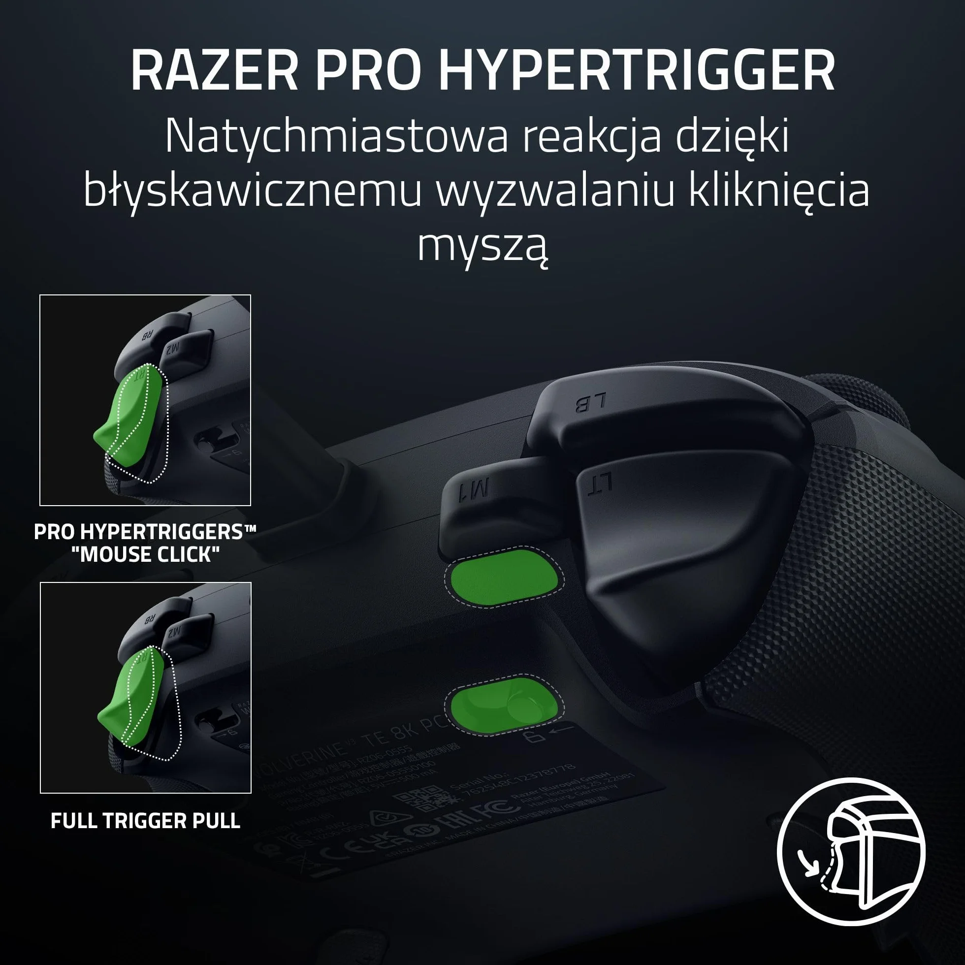 Razer Wolverine V3 Tournament Edition 8K PC przewodowy kontroler e-sportowy HyperPolling 8K Hz drążki TMR Czarny