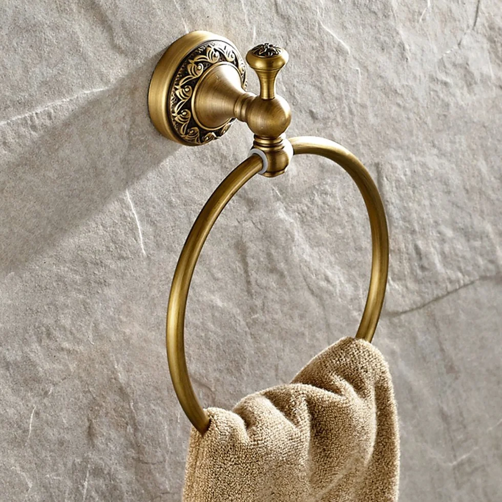 Weare Home Retro solidna miedź, pojedynczy pierścień na ręczniki, wieszak na ręczniki, minimalistyczny, klasyczny z nacięciem, powłoka z brązu, montaż ścienny, trwały, akcesoria łazienkowe, dekoracja