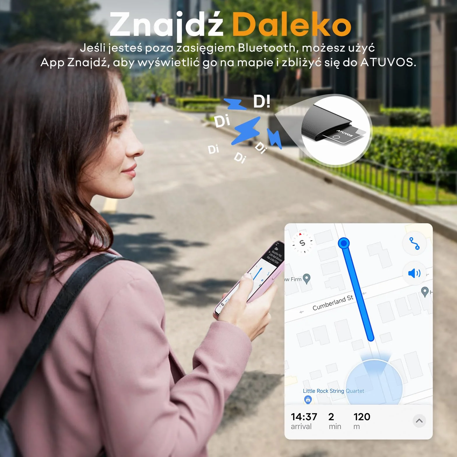 ATUVOS Wallet Tracker 1,6 mm Smart Bluetooth Tag Kompatybilny z Apple Znajdź Aplikacja iOS