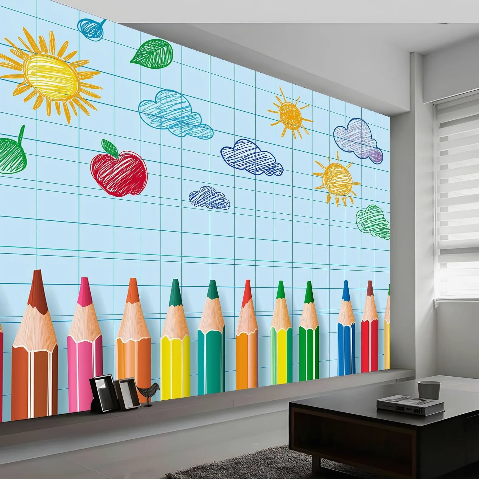 400 x 280 cm niebieska tapeta ścienna sztuka fototapeta fototapeta kreskówka ołówek szkic nowoczesny wystrój włókniny dekoracja ścienna salon sypialnia