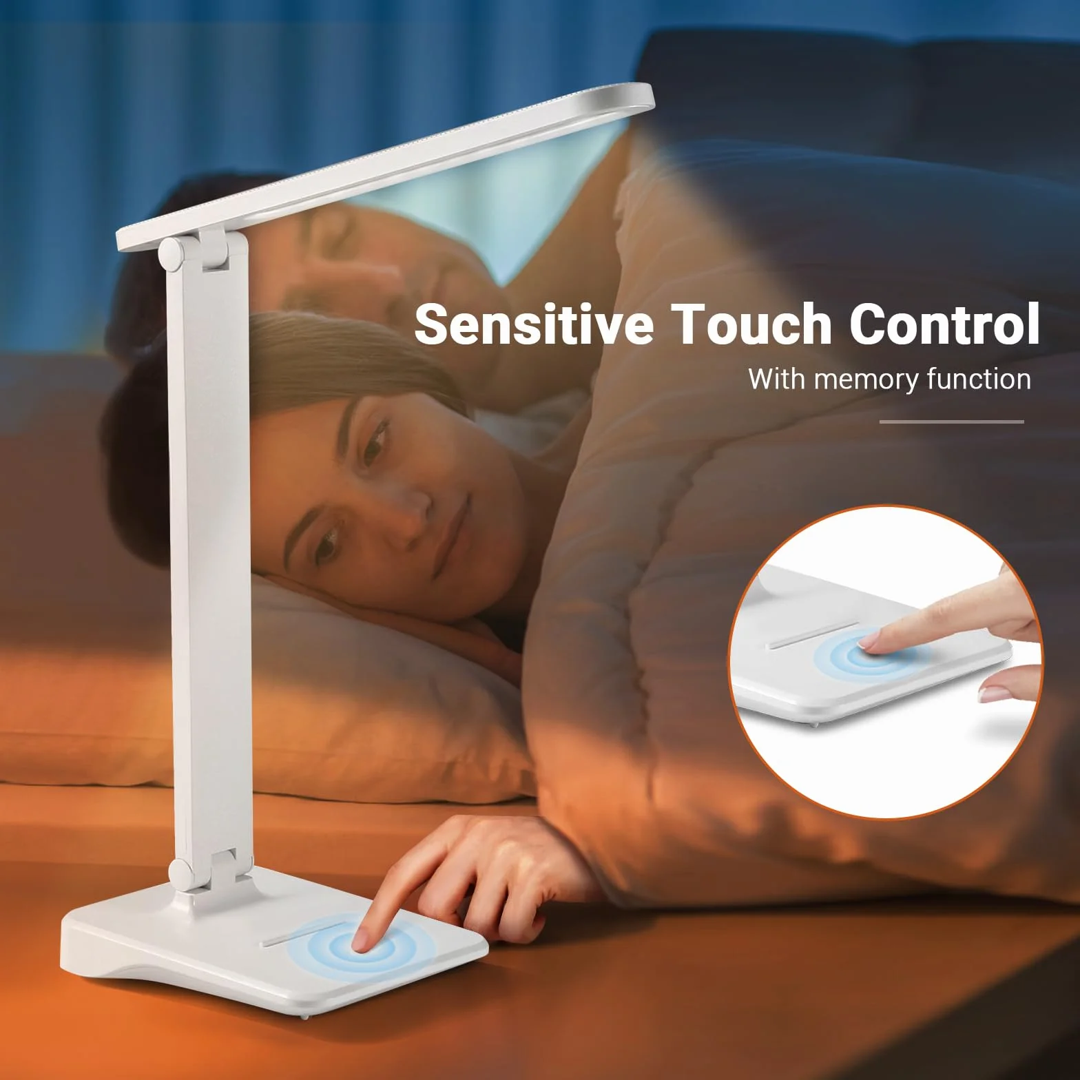Diboniur Bezprzewodowa lampa biurkowa LED z baterią 2400 mAh, 3 tryby temperatury i regulacja jasności, 15-100%, składana, sterowanie dotykowe, ochrona oczu, do biura, dzieci