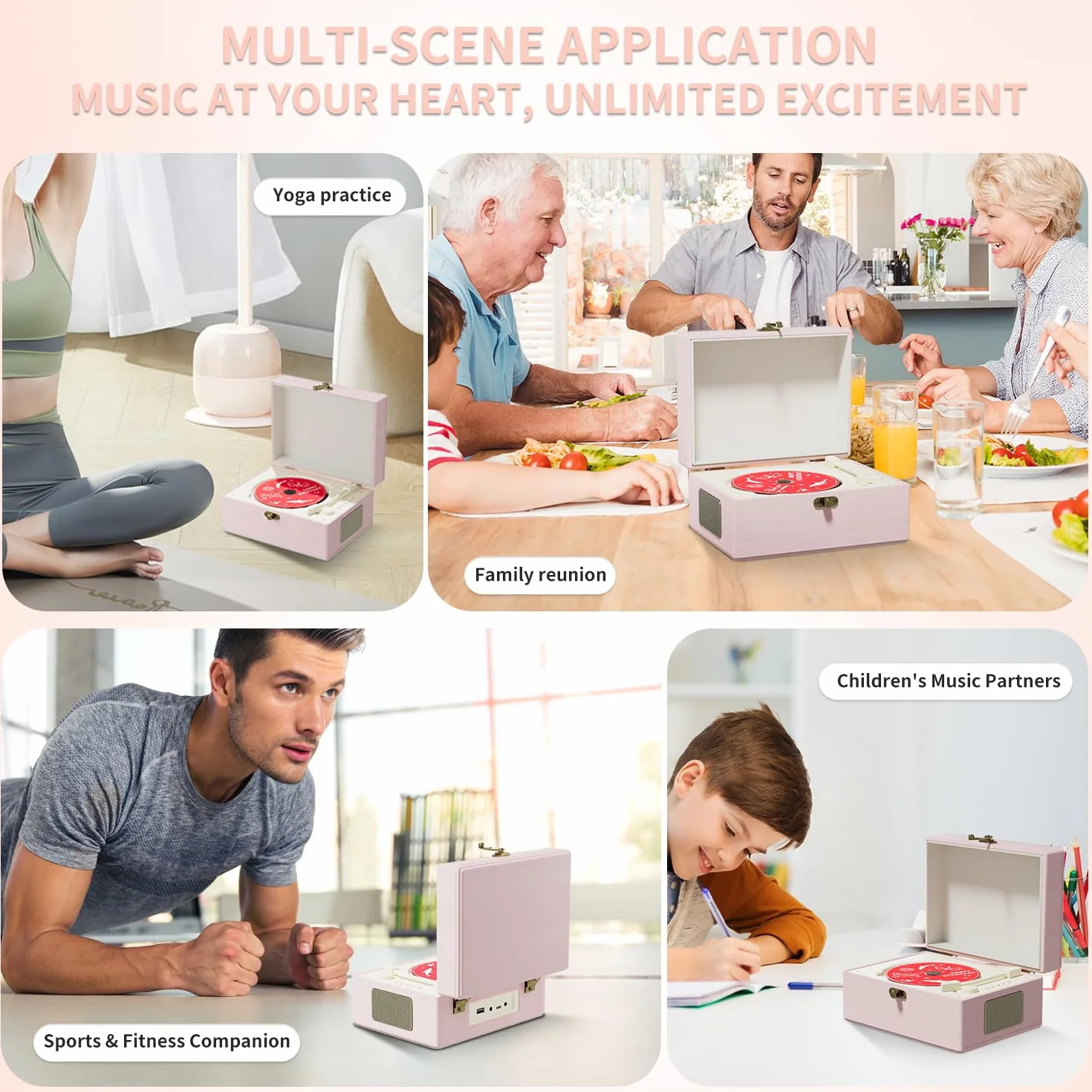 Odtwarzacz CD z głośnikami Time Music Box różowy
