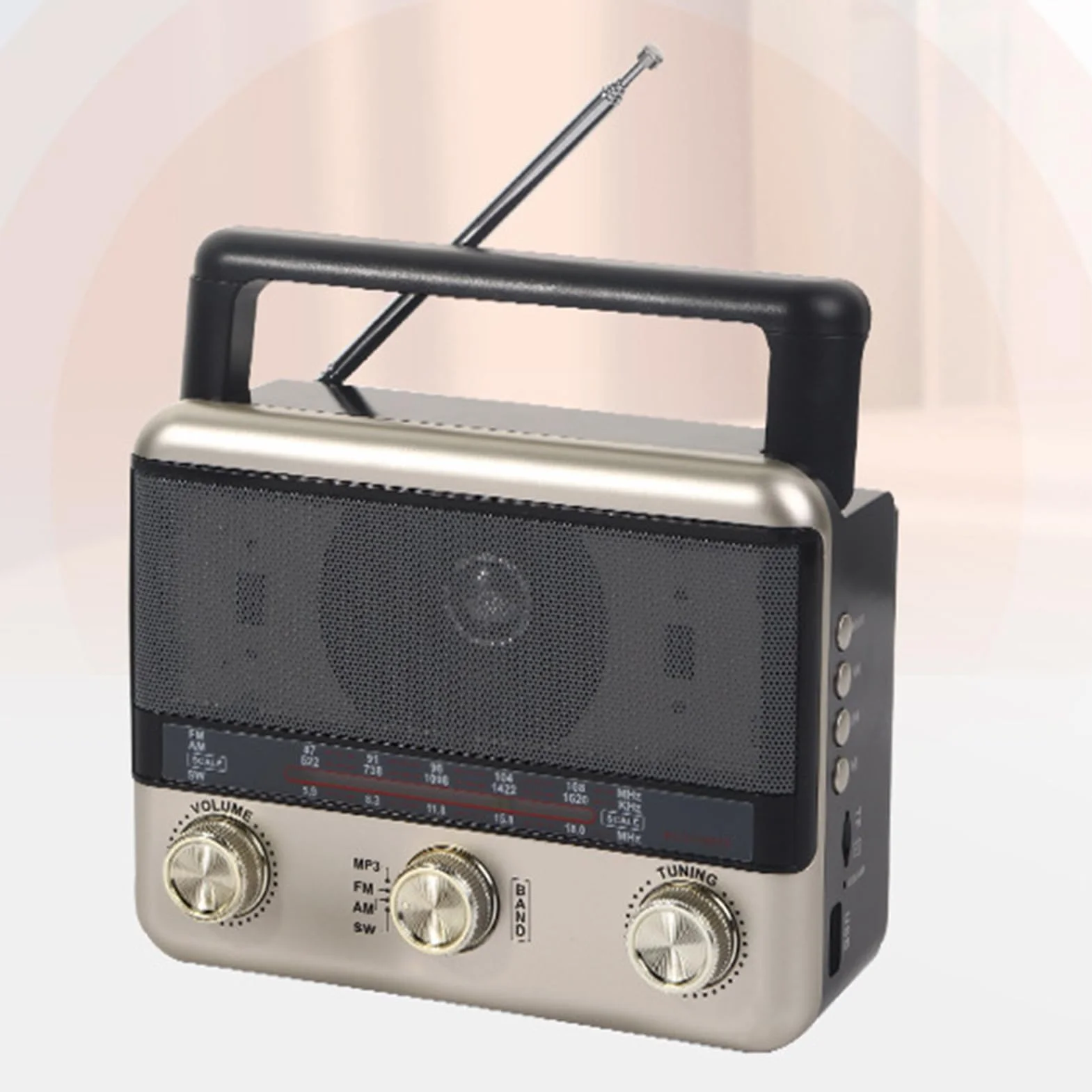 Radioodbiornik Survivalowy Radio Pogodowe Ładowanie Słoneczne Bezprzewodowe Retro