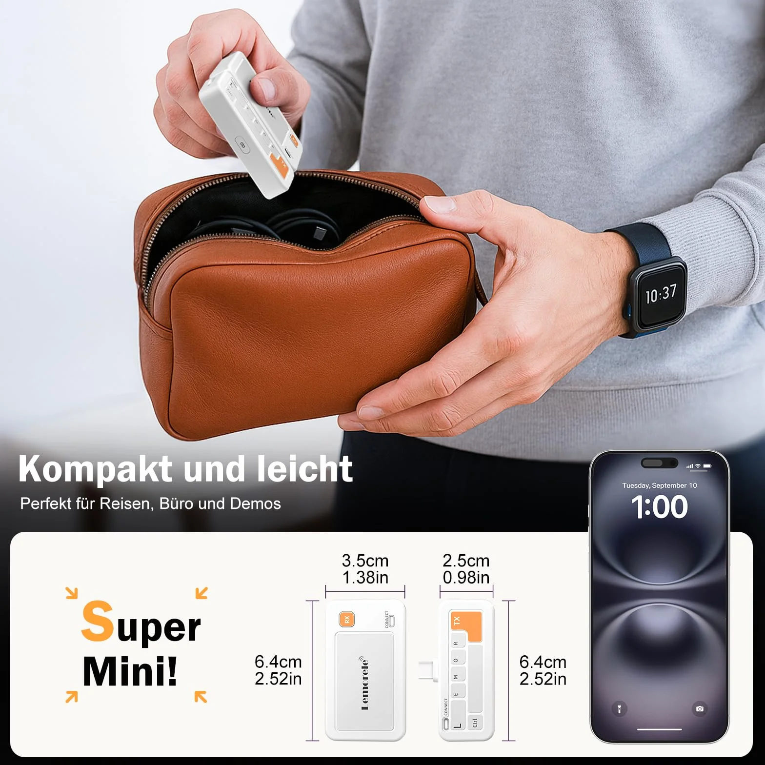 Lemoral Bezprzewodowy nadajnik i odbiornik HDMI USB C, 5G 50 M Plug&Play Bezprzewodowa transmisja HDMI do strumieniowego przesyłania plików wideo audio z telefonu USB-C, tabletu, laptopa, komputera do