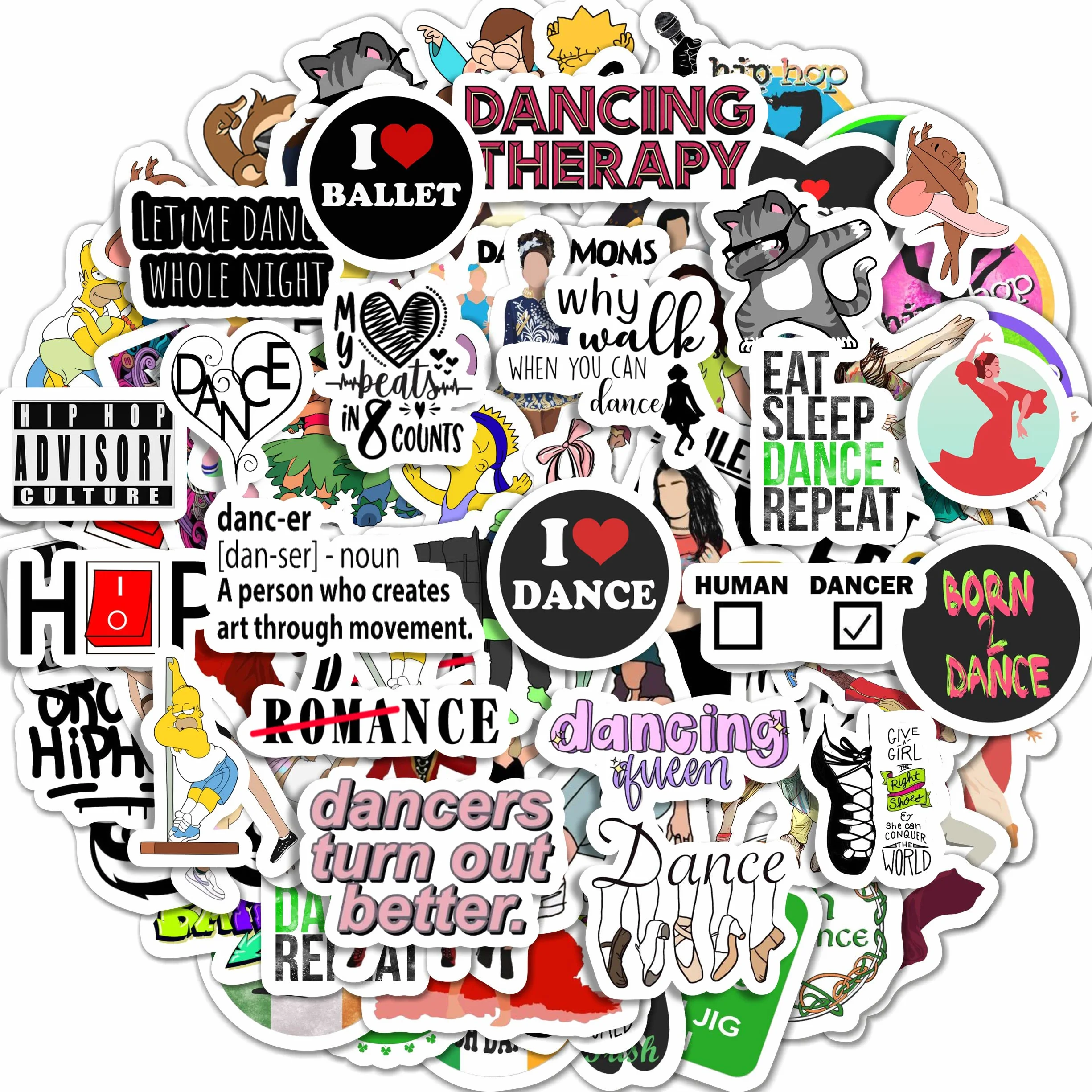 Naklejki Taniec na Butelki z Wodą, Naklejki do Scrapbookingu, Naklejki na Laptopa, Prezenty dla Tancerek i Nauczycieli Tańca - Dance Stickers