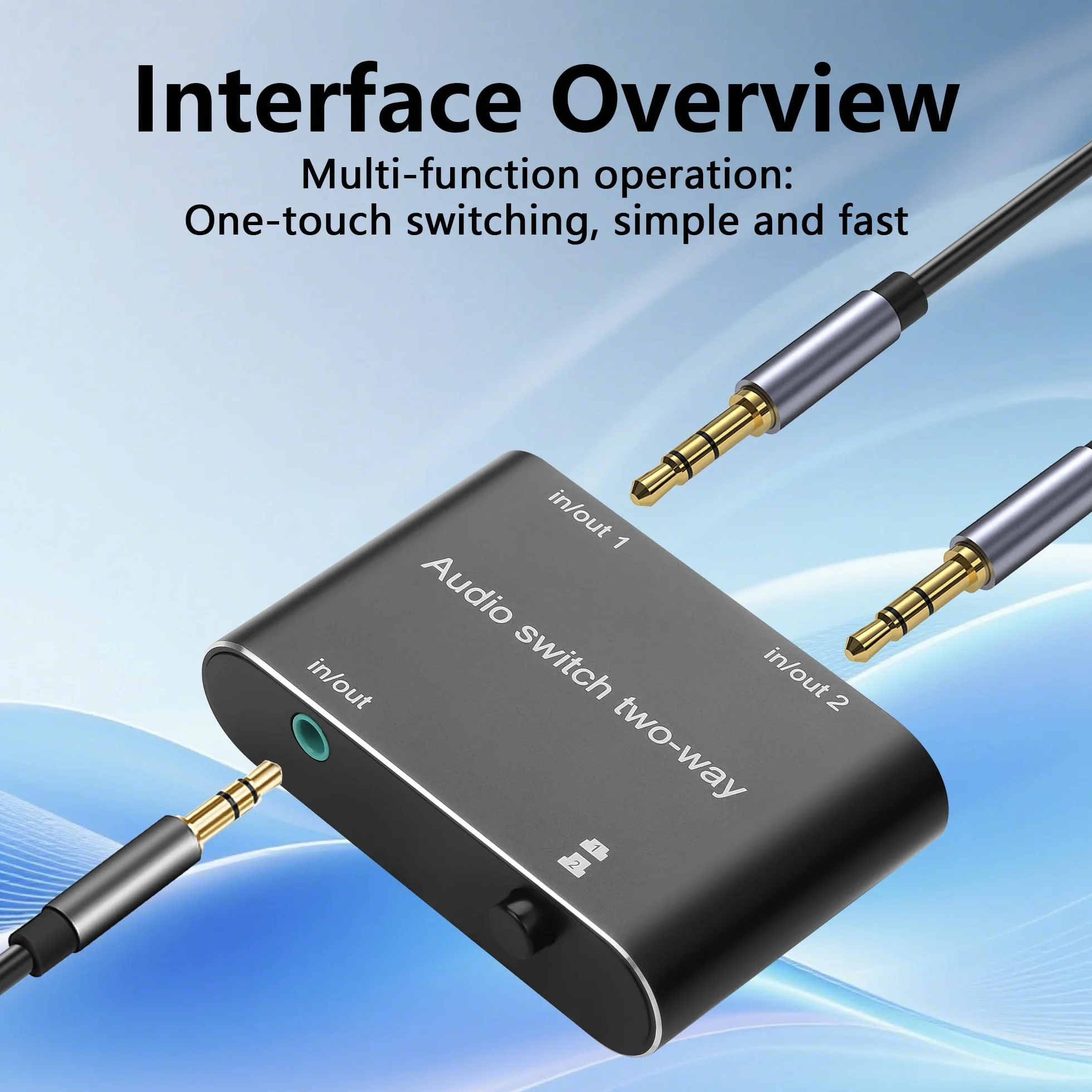 GINTOOYUN Przełącznik audio 3,5 mm, 1 wejście 2 wyjścia lub 2 wejścia 1 wyjście, 3,5 mm, audio stereo, do komputerów stacjonarnych, laptopów, telefonów komórkowych, słuchawek itp