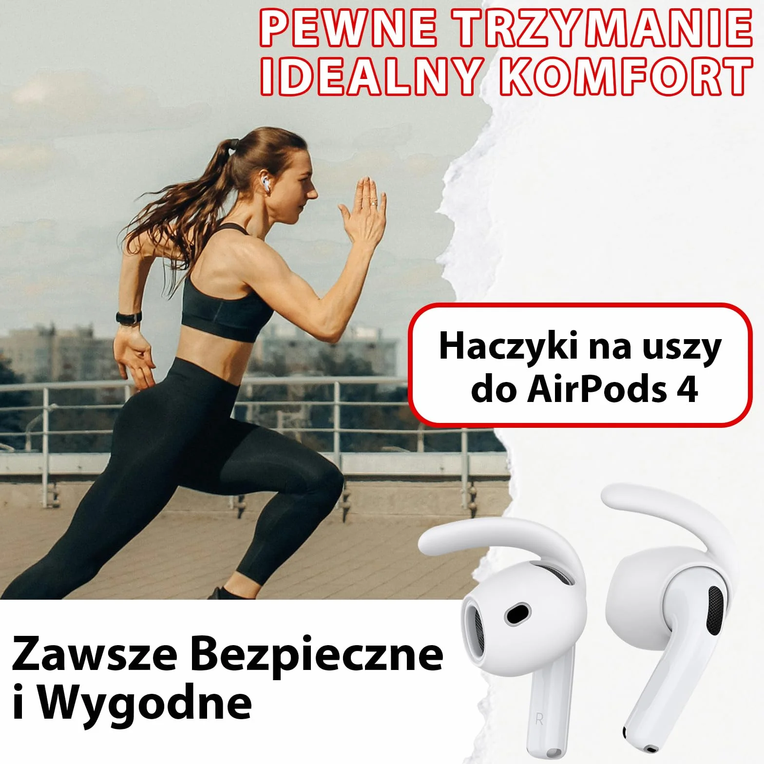 Adhiper 3 pary pokrowców na słuchawki AirPods 4 [nie pasują do etui ładującego], antypoślizgowe, odporne na upadki silikonowe zaczepy na ucho, kompatybilne z AirPods 4. generacji (białe)