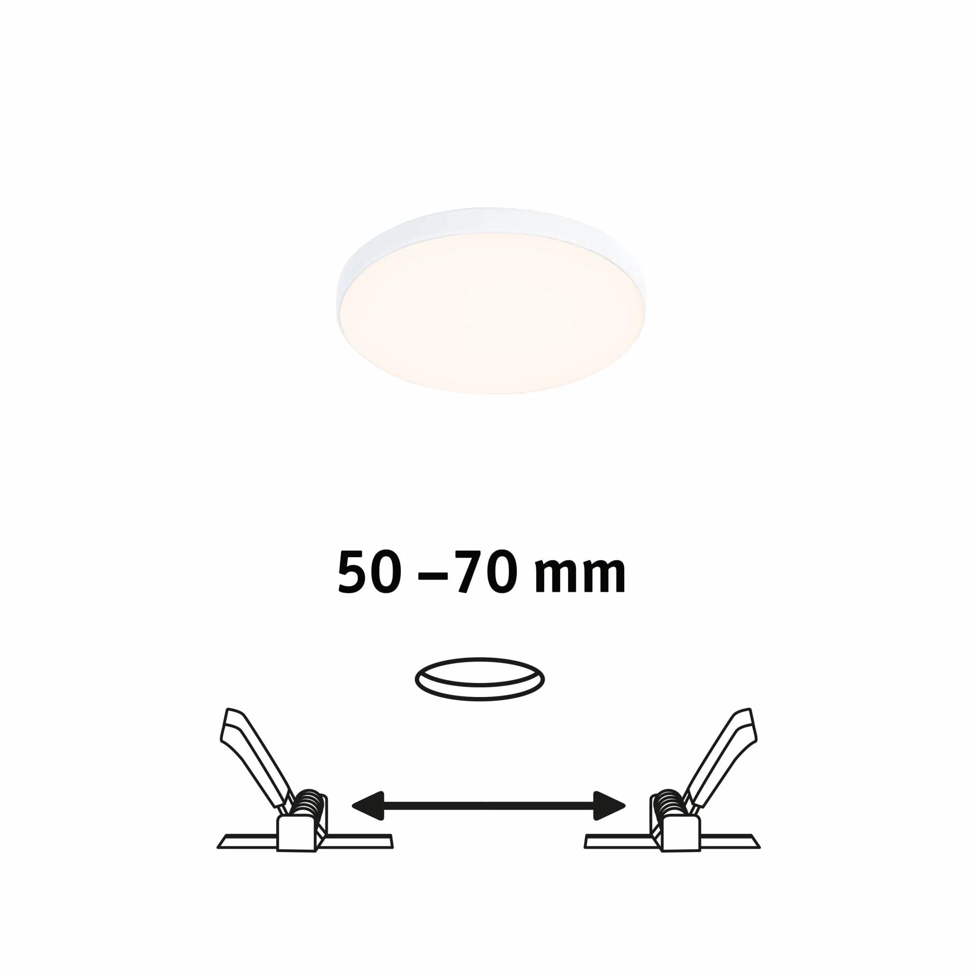 Paulmann 79938 LED panel wpuszczany Veluna VariFit Edge 90 mm okrągły, ciepłobiały, biały, tworzywo sztuczne, system oświetleniowy 3000 K