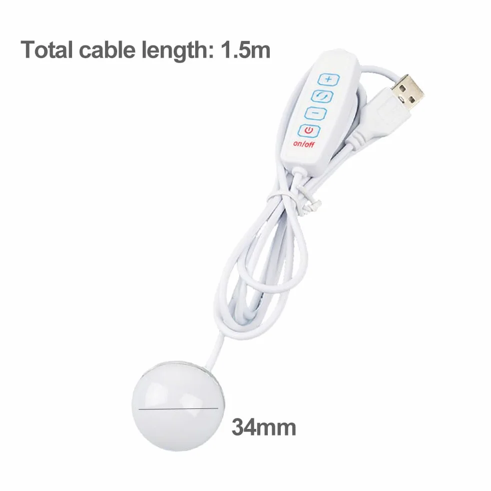 Mini Lampa Magnetyczna USB 3W 5V LED Lampka Nocna z Przełącznikiem, 3 Tryby Temperatury Barwowej