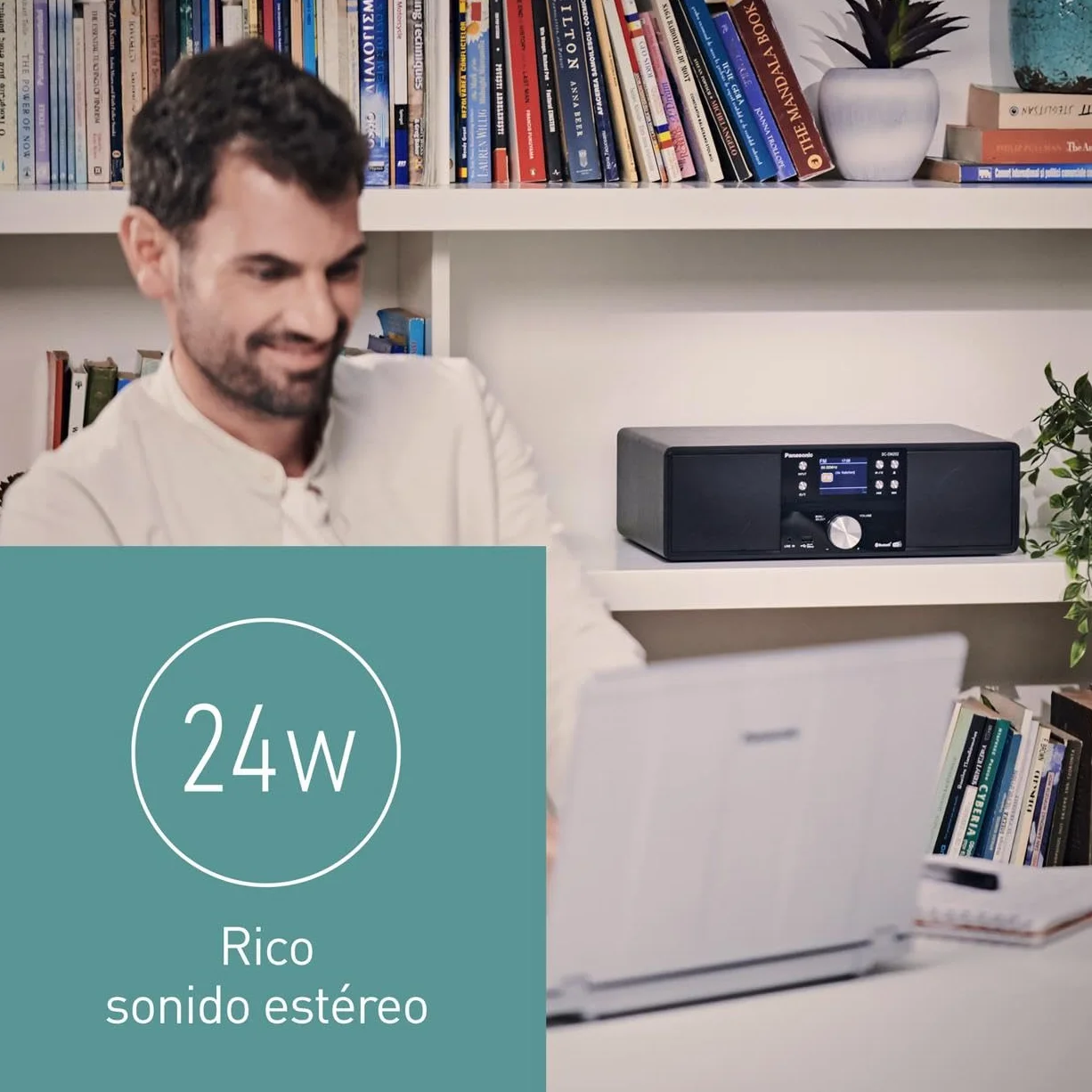 Panasonic SC-DM202 uniwersalny system stereo z odtwarzaczem CD DAB+ FM Bluetooth 24W czarny