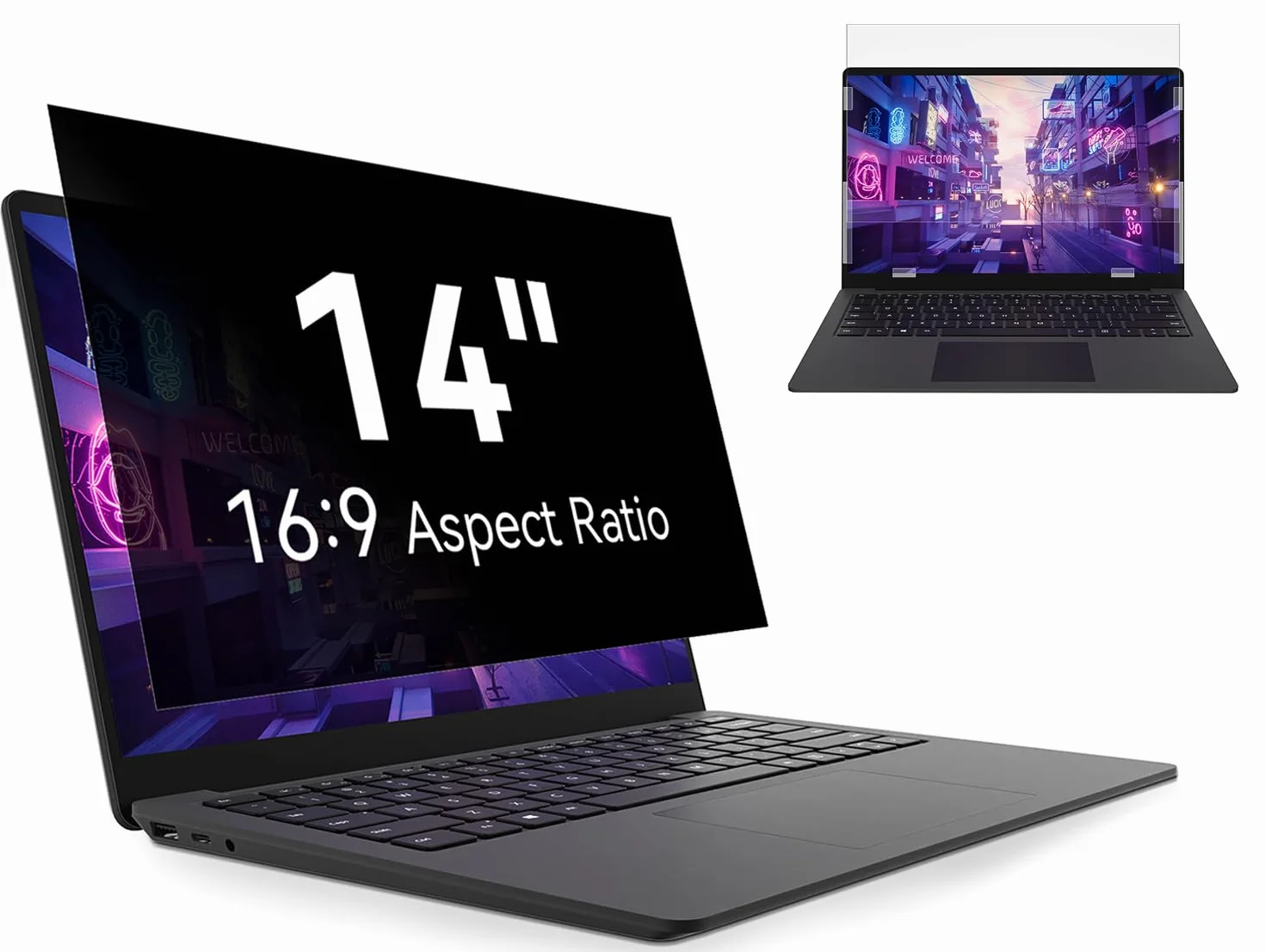 Filtr prywatności do ekranu laptopa 14 cali 16:9 kompatybilny HP Dell Acer Lenovo Thinkpad Samsung ASUS Sony