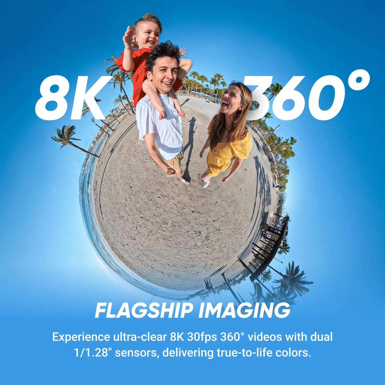 Insta360 X5 - Wodoodporna kamera sportowa 8K 360°, wiodące słabe światło, niewidoczny efekt selfie, wytrzymały i wymienny obiektyw, 3-godzinna bateria, wbudowana ochrona przed wiatrem, stabilizacja