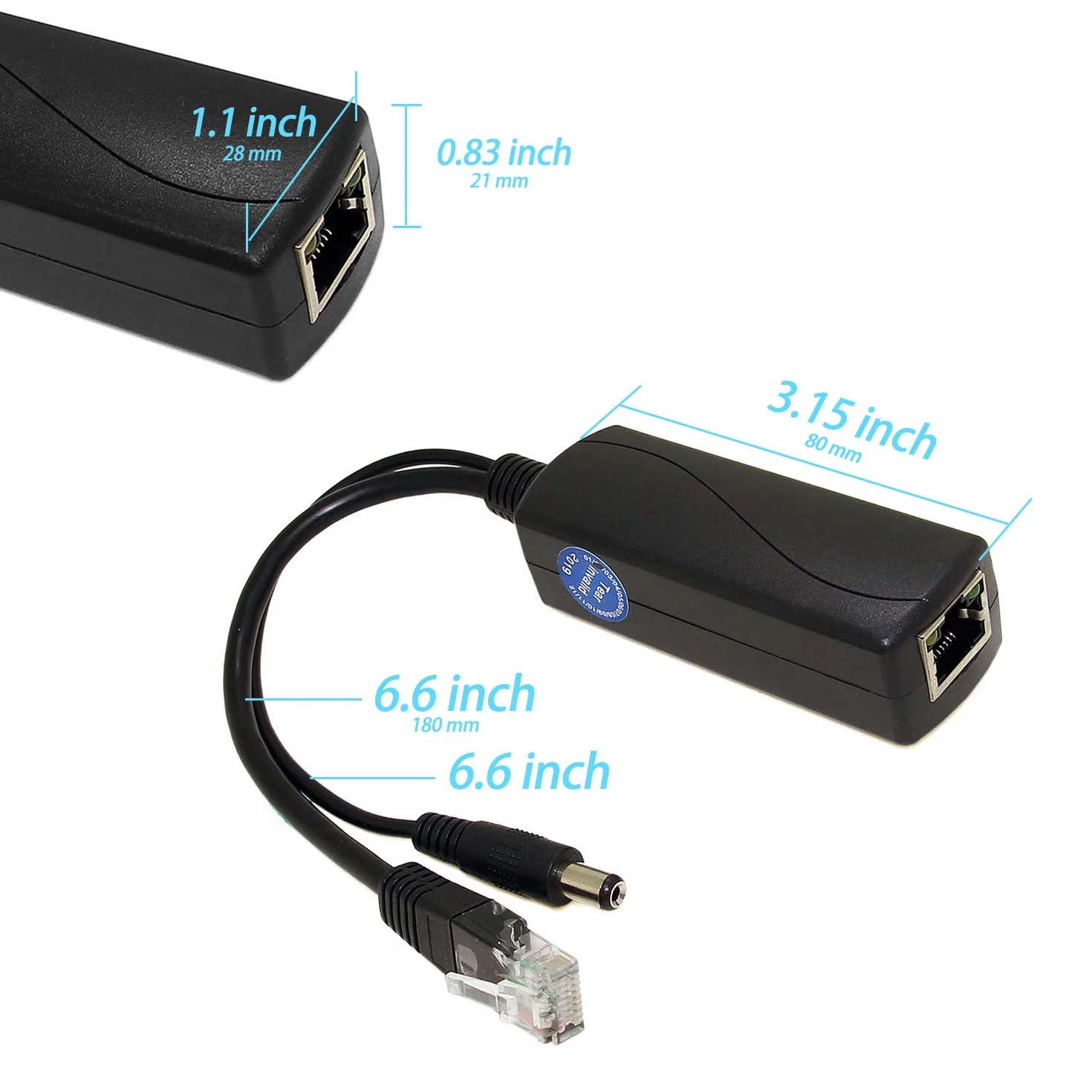 Rozdzielacz Gigabit PoE 12 V 1 A z wyjściem IEEE 802.3af Standardowy 10, 100, 1000 Mbps Power Over Ethernet rozdzielacz adapter do kamery IP CCTV monitoringu 5,5 x 2,1 mm kabel z wtyczką DC (PS5712G)