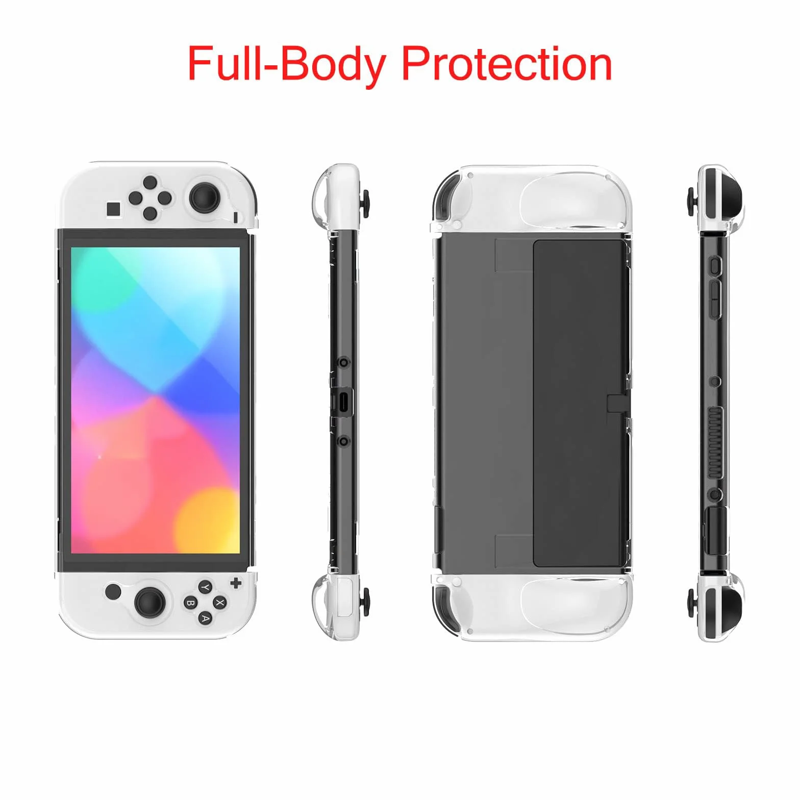 Teyomi osłona ochronna do Nintendo Switch OLED 2021, przezroczysta, miękka osłona Joycon TPU, twarda obudowa poliwęglan