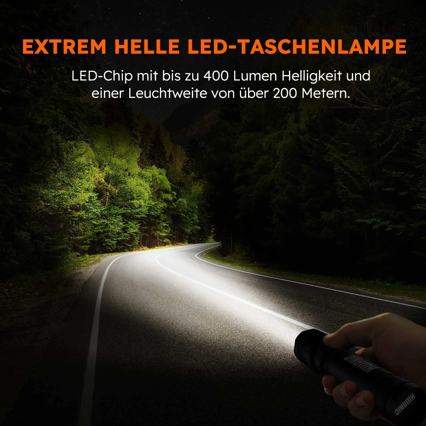 Latarka LED do ładowania, bardzo jasna latarka taktyczna z 5 trybami świecenia, taktyczna lampa błyskowa na kemping, wędrówki, do aktywności na świeżym powietrzu i w sytuacjach awaryjnych