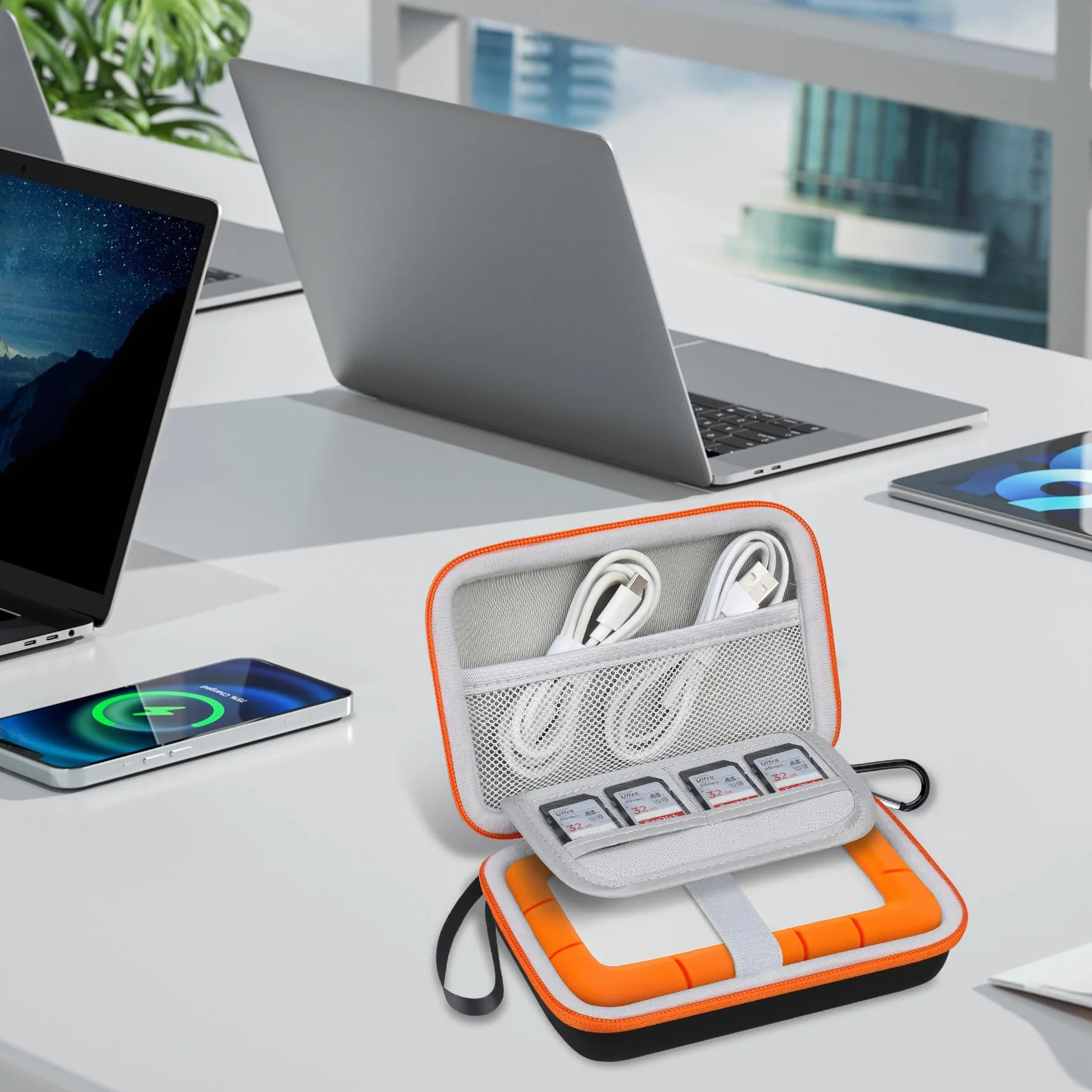 Lacdo Futerał na dysk twardy LaCie Rugged Mini Thunderbolt USB-C EVA Torba podróżna Czarna Orange