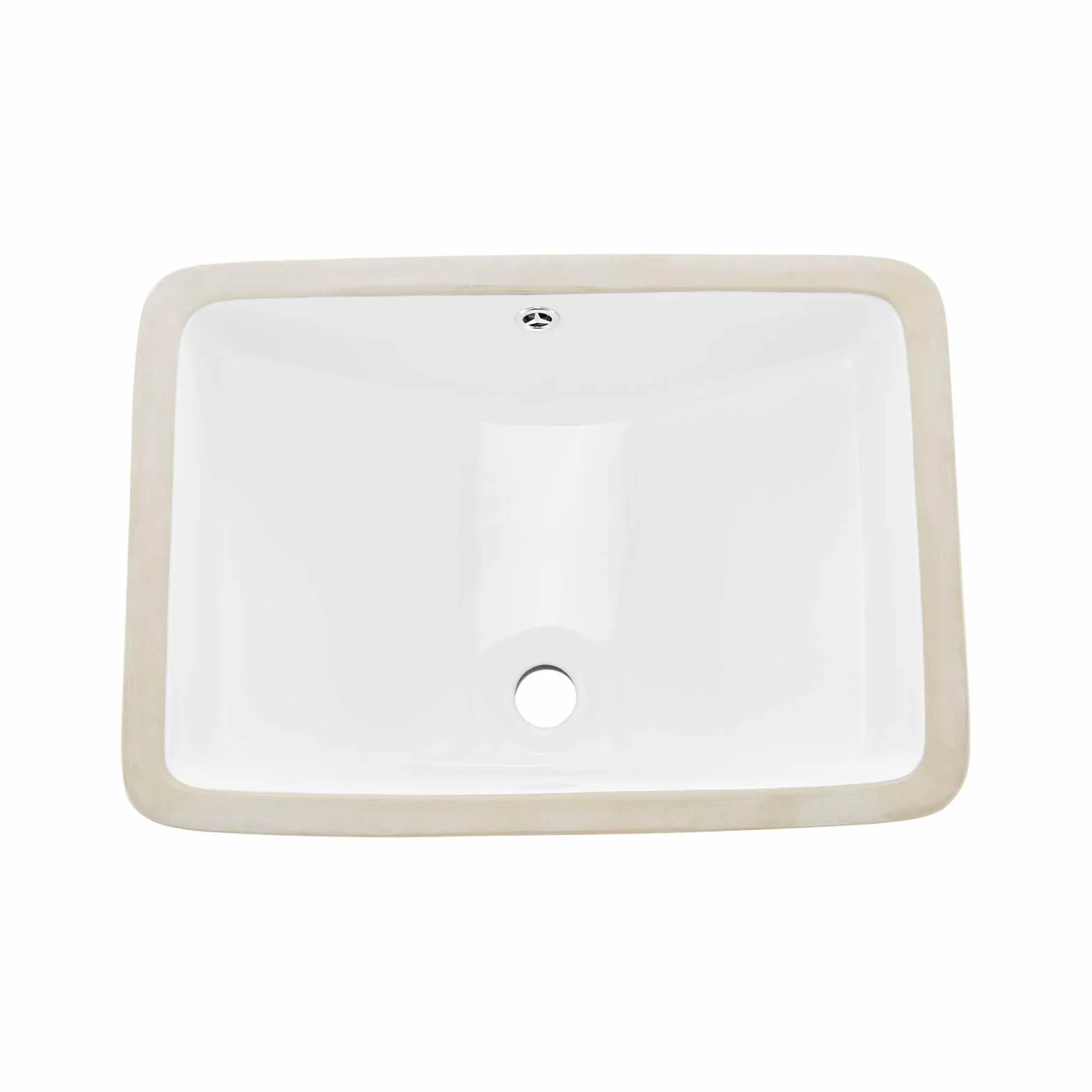 VEVOR Zlewozmywak łazienkowy pod blatem, prostokątny biały ceramiczny zlew z otworem przelewowym, pod blatem, nowoczesna toaleta, umywalka, prostokątna, mała przestrzeń