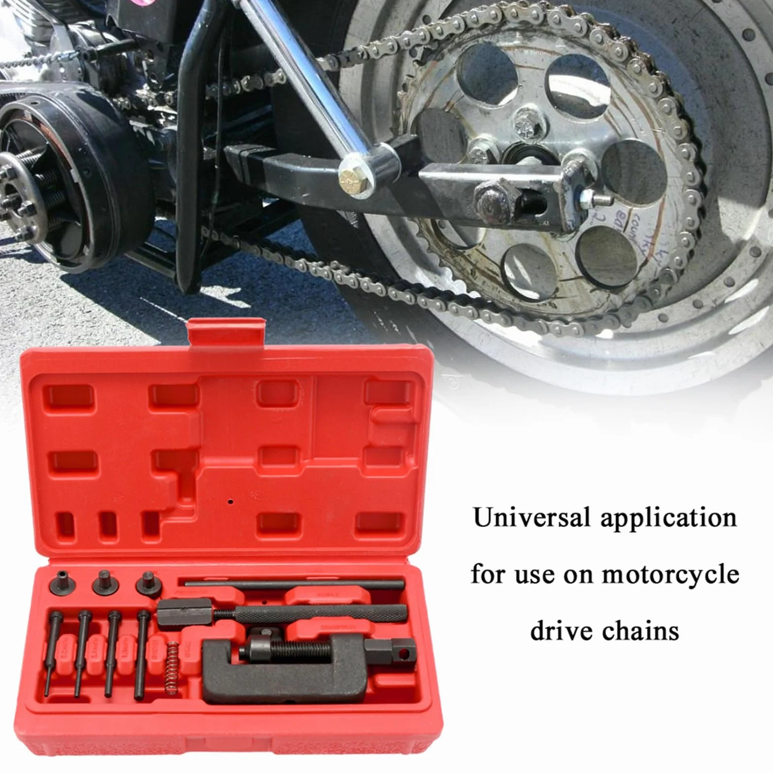 Zestawy narzędziowe Łańcuch motocyklowy Splitter Link Breaker Link Riveter Uniwersalny zestaw narzędzi do nitowania rowerów Zestaw narzędzi