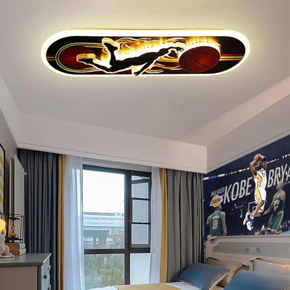 Lampa sufitowa LED do koszykówki design dla dzieci lampa ścienna ściemnialna lampa sufitowa dla dzieci LED 44 W deskorolka światło chłopiec sypialnia oświetlenie wewnętrzne oprawy oświetleniowe