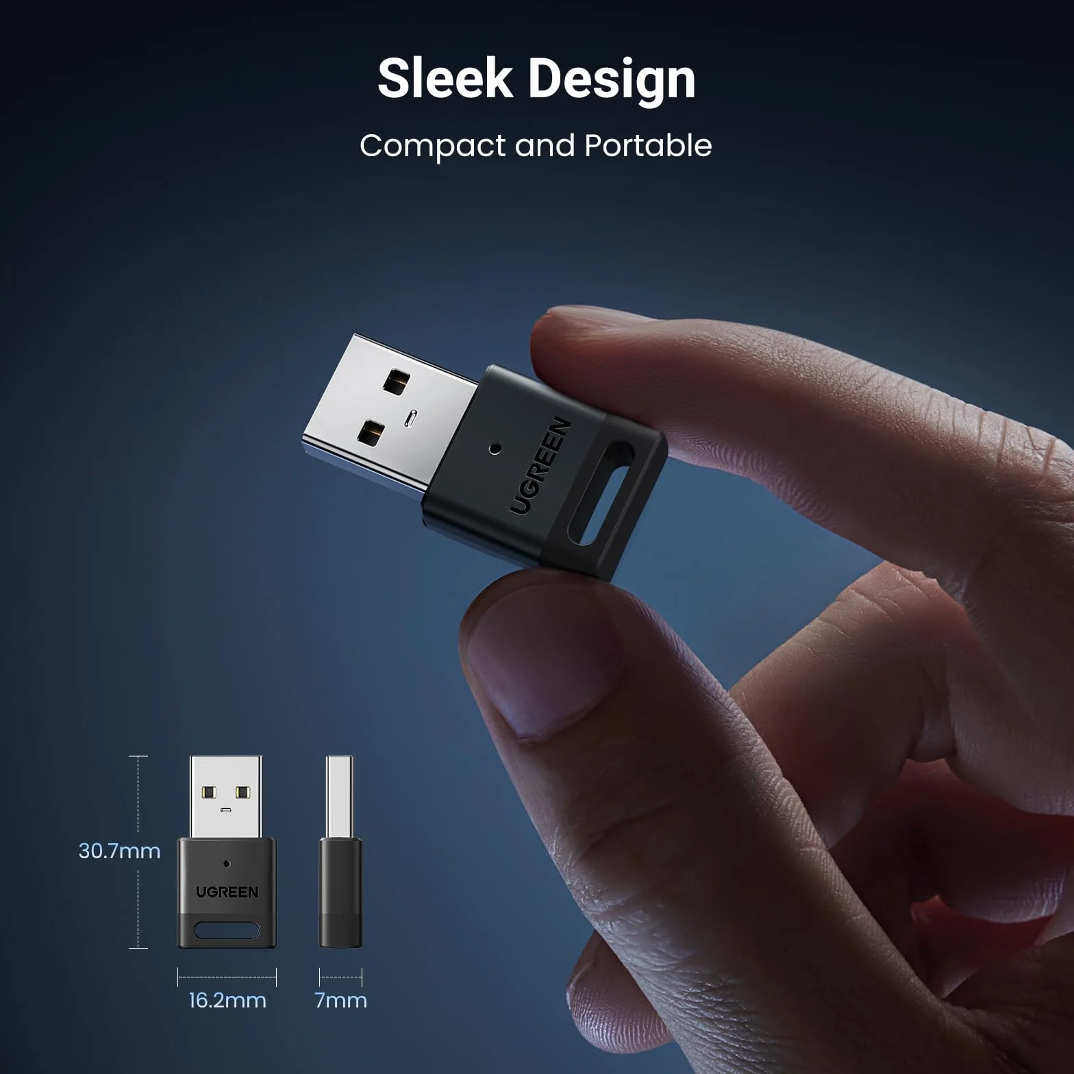 UGREEN Adapter Bluetooth 5.3 USB Klucz Sprzętowy do PC Windows 11/10/8.1