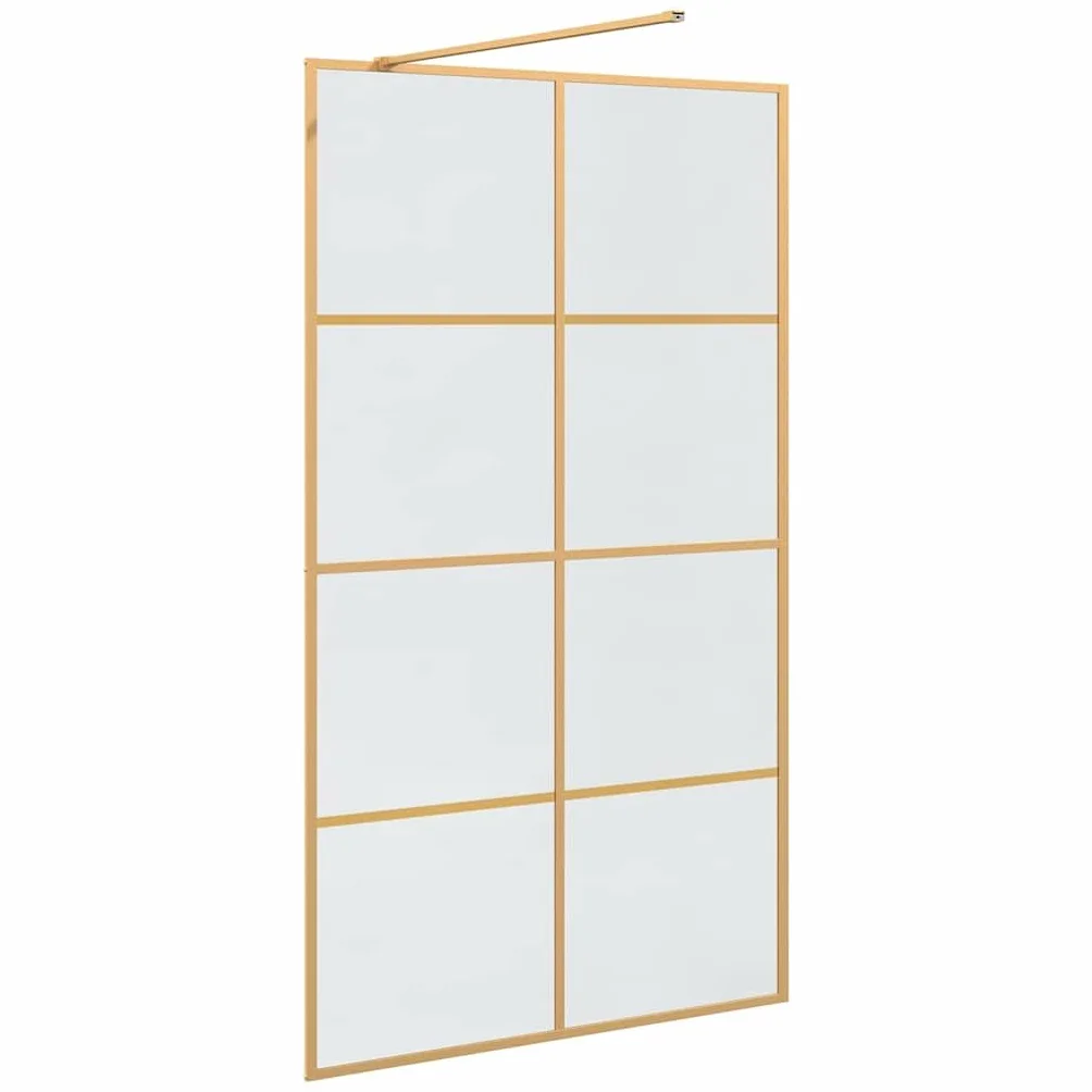 Ścianka prysznicowa Walk-in w kolorze złotym 115 x 195 cm z hartowanego szkła bezpiecznego, bez ramy, z aluminiową ramą, zajmuje mało miejsca i nie ogranicza barier, do łazienki jako ochrona