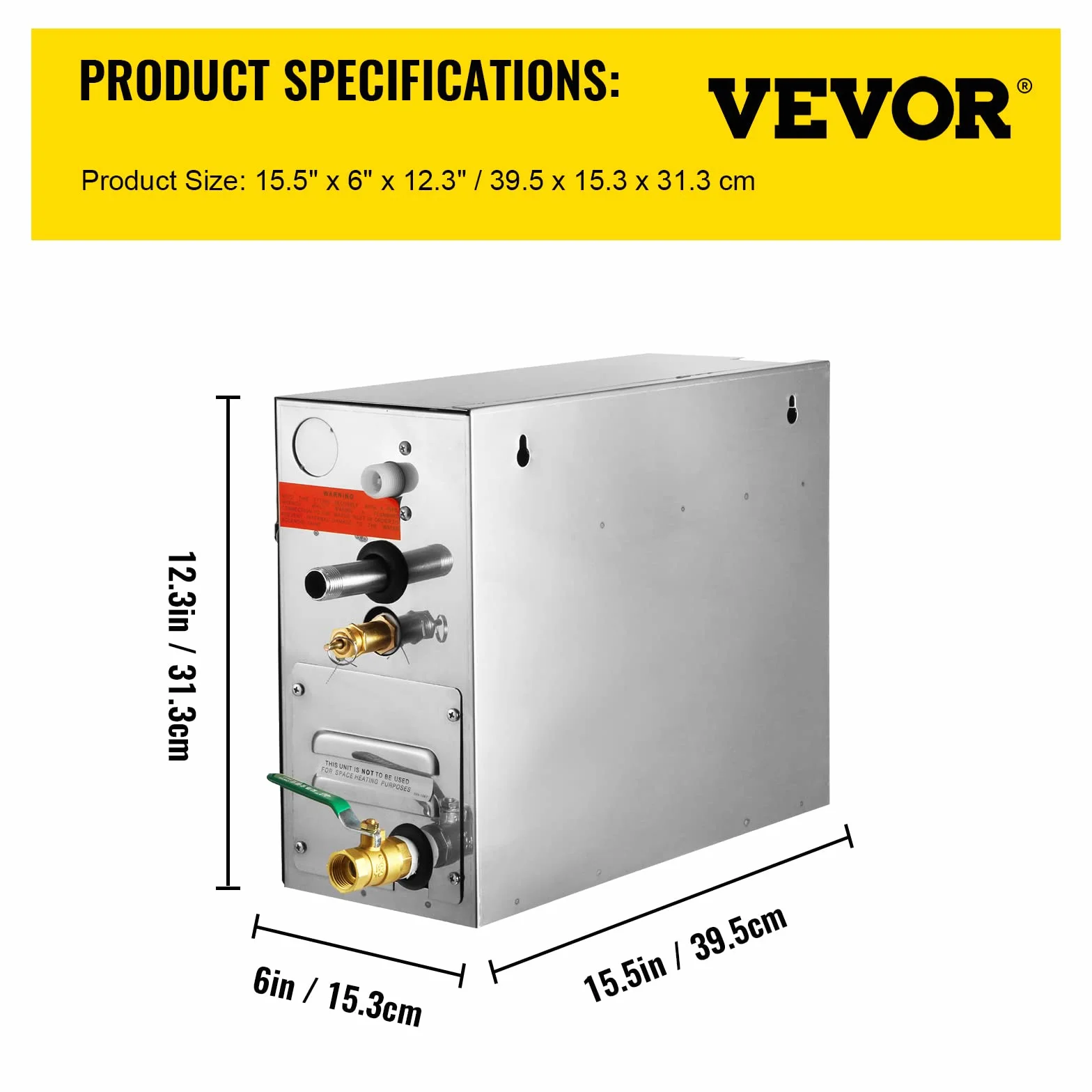 VEVOR Model ST-60 maszyna parowa, domowy generator pary 6 kW, generator pary 220 V - 240 V, 50 Hz / 60 Hz, temperatura parownicy łazienkowej 35℃-55℃ do kąpieli generator pary SPA