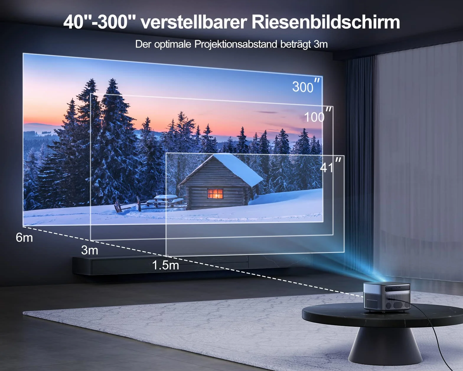 Projektor 30 000 lumenów, automatyczna korekcja ostrości/trapezu, WiFi, Bluetooth, Full HD 1080P, kino domowe, obsługa 4K, projektor telefonu komórkowego