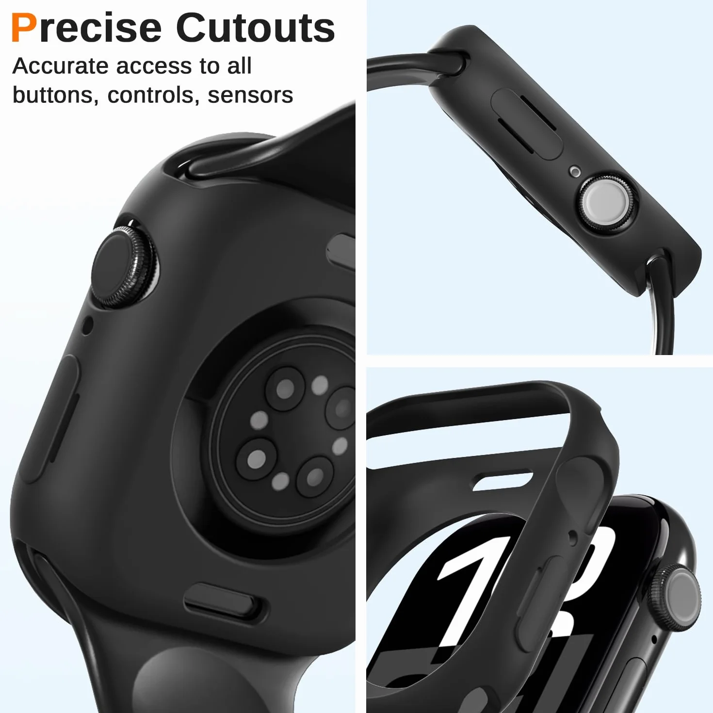 Ivoler 3-częściowy miękki futerał ochronny z TPU do zegarka Apple Watch Series 11/10 46 mm (bez folii ochronnej na ekran), ultracienki silikonowy futerał odporny na wstrząsy, czarny