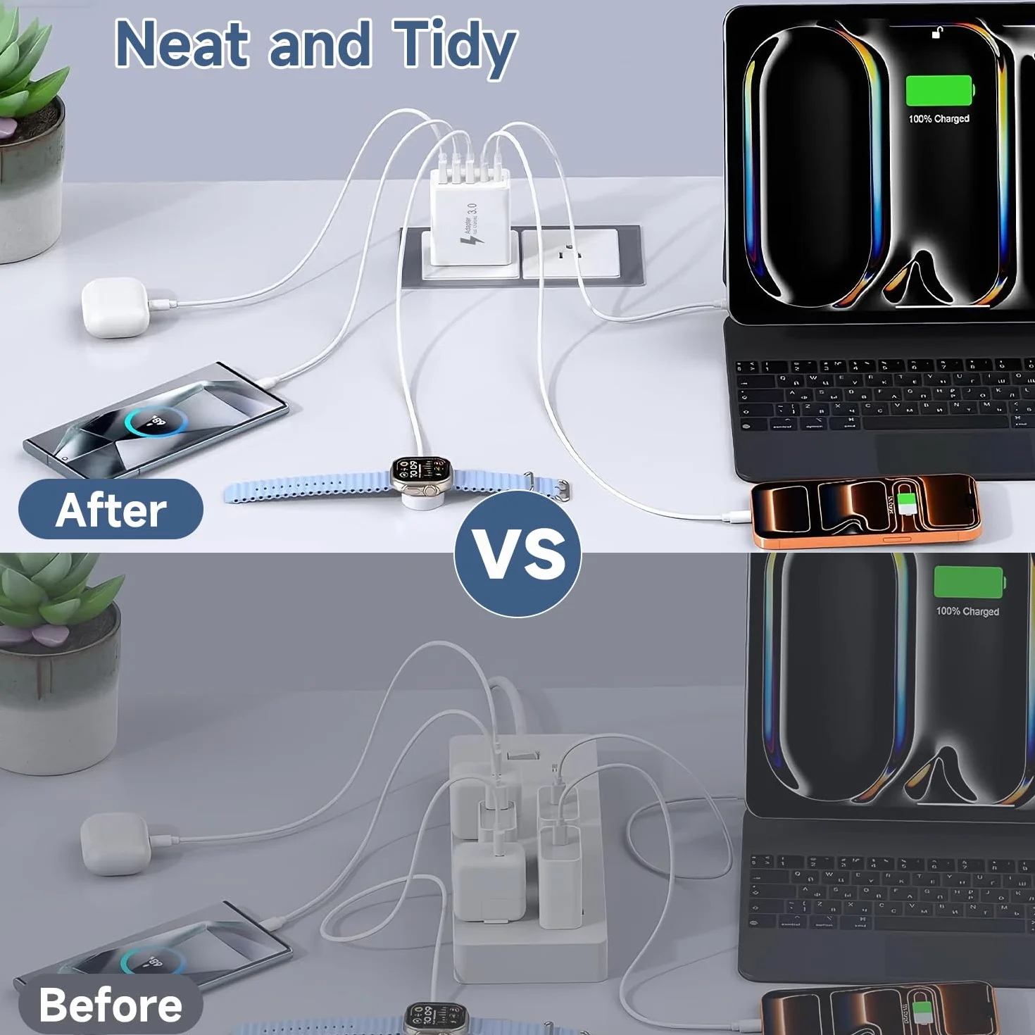 Ładowarka USB-C 50 W 5-portowa szybka ładowarka wieloportowa do iPhone Samsung Galaxy