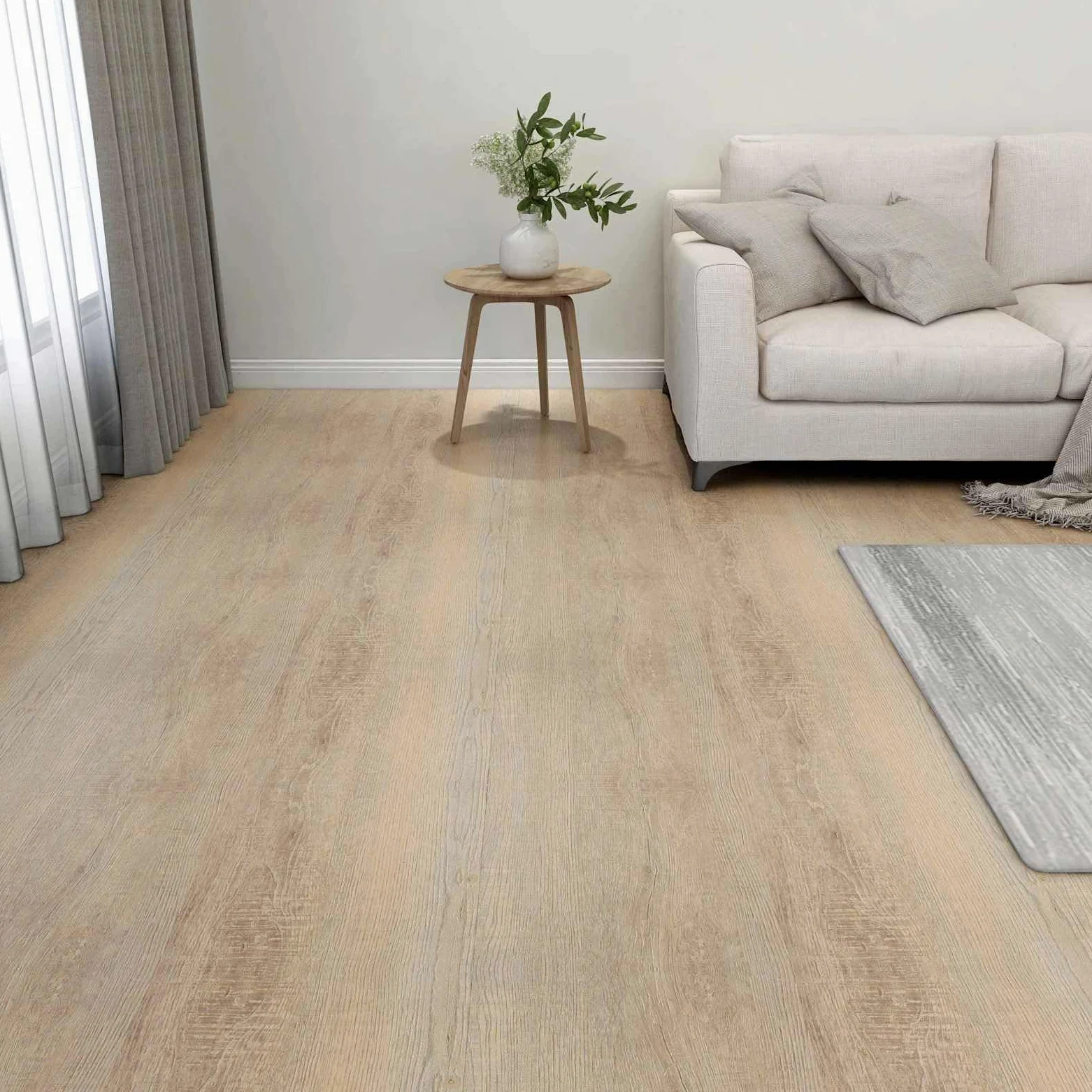 Płyty podłogowe 5,11 m² PCW, jasnoszare, ciemnobrązowe, samoprzylepne, 55 sztuk, kwadratowe, 30,5 x 30,5 cm, do wnętrz, laminatu, renowacji winylu, z izolacją akustyczną kroków i prostym