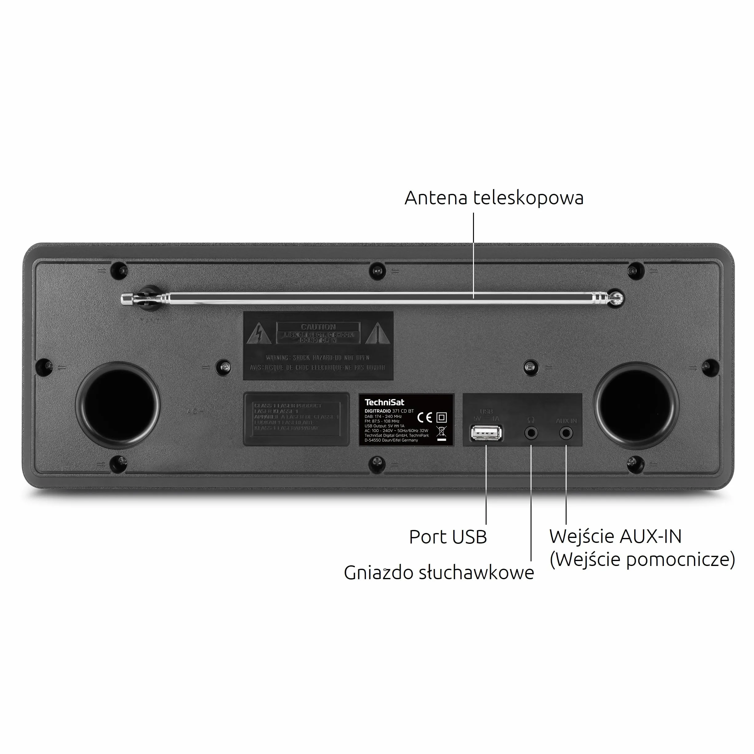 TechniSat DIGITRADIO 371 CD BT - cyfrowe radio stereofoniczne (DAB+, FM, odtwarzacz CD, Bluetooth, kolorowy wyświetlacz, USB, AUX, gniazdo słuchawkowe, budzik, 10 W, pilot zdalnego sterowania) czarny