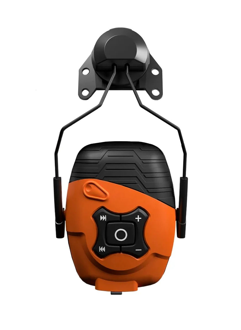 ISOtunes Link nauszniki Bluetooth, słuchawki ochronne na uszy (mocowanie kasku) | Konstrukcja uchwytu na kask, zgodna z OSHA, pomarańczowy bezpieczeństwa, dźwięk Bluetooth, 21 dB NRR