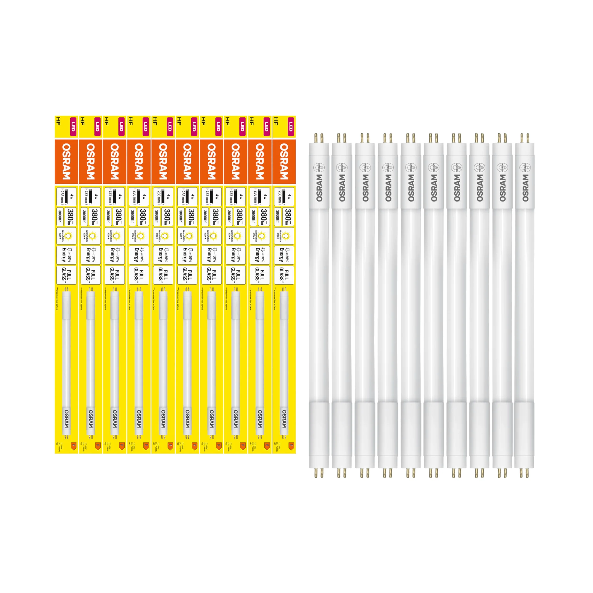 OSRAM LED T5 Hf L8 Krótki 288 mm, Liniowa Rurka LED, 4W, 380LM, 3000K, Ciepłe Białe Światło, Zamiennik LED dla Klasycznych Rur Fluorescencyjnych T5 z Gniazdem G5, Długa Żywotność