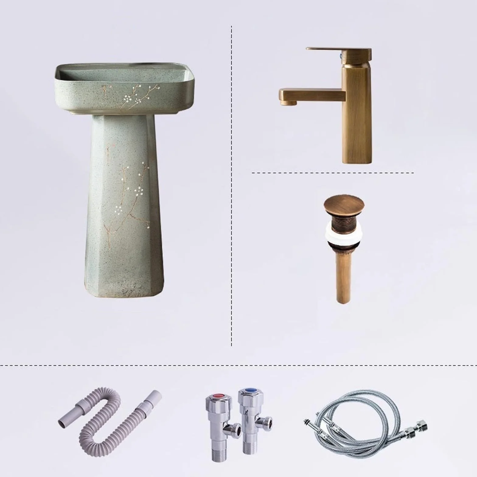 Chińska Umywalka Ceramiczna, Dwuczęściowa, Stojąca, Ogrodowa, Nablatowa, Artystyczna,D-One Size