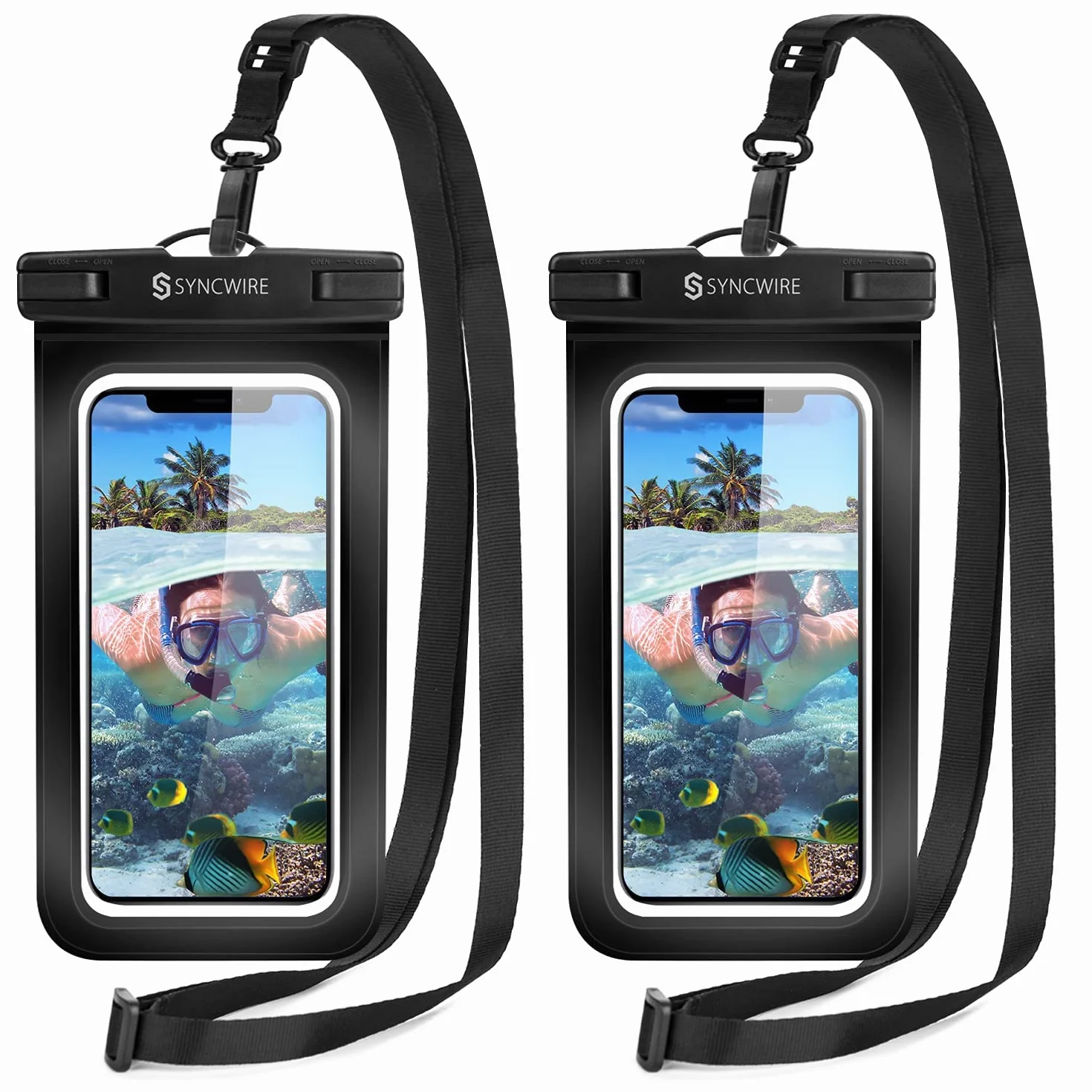 Syncwire wodoodporny futerał na telefon 7 cali 2 sztuki iPhone 14 13 12 11 Pro XS MAX Mini SE XR X 8 7 6+ Samsung Galaxy Huawei