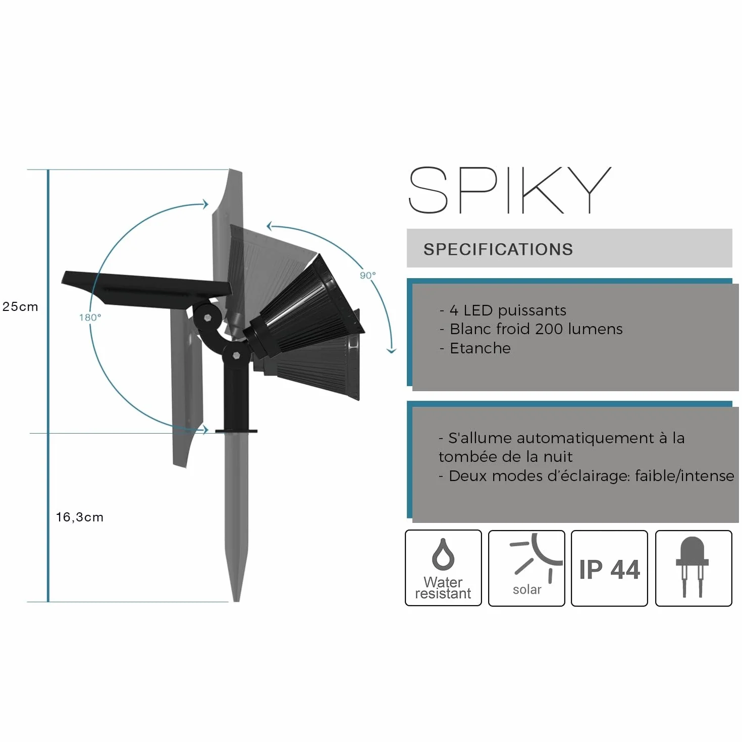 Lumisky Projektor solarny 2 w 1, 100 lm, Spiky W34