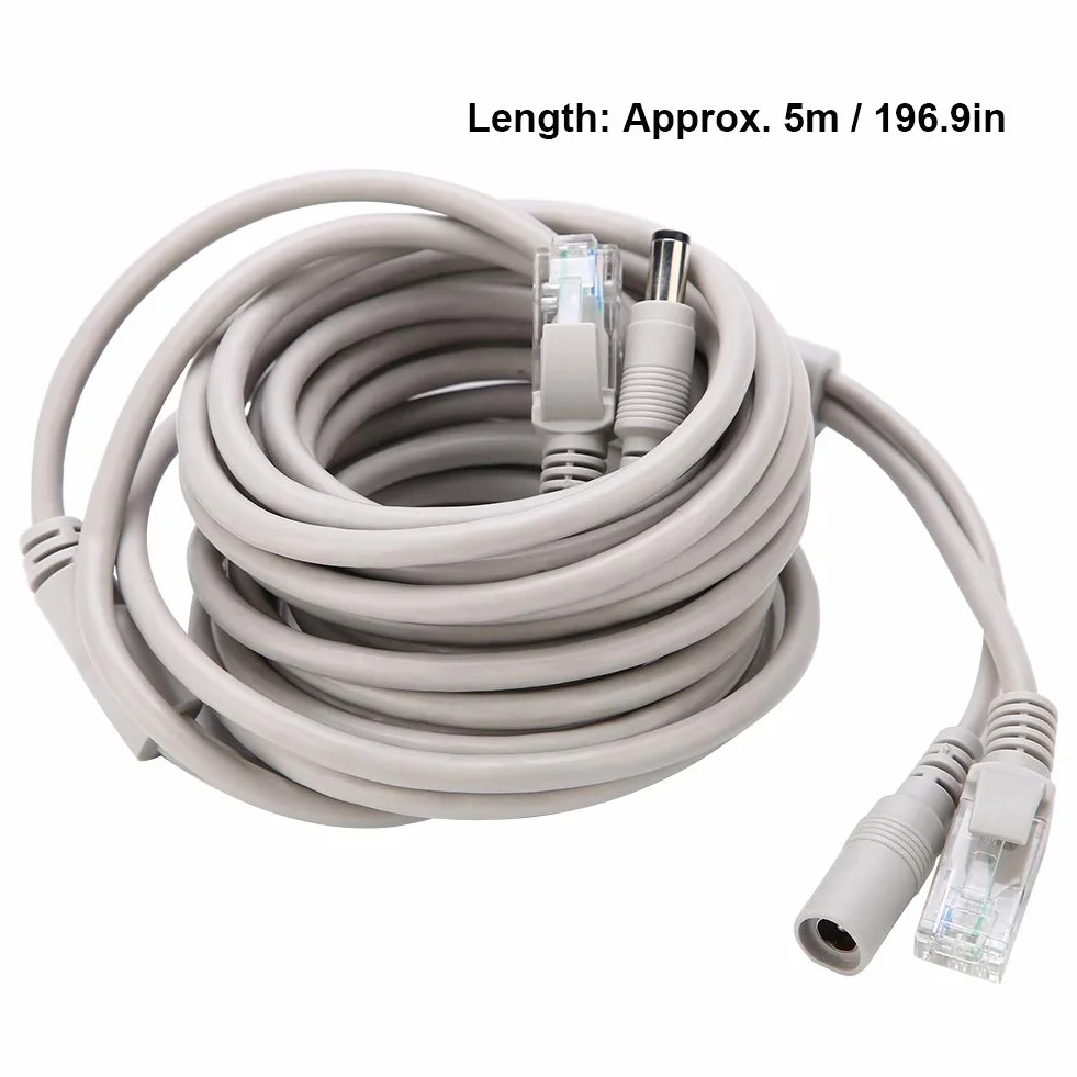 Kabel Ethernet CCTV RJ45+DC 5M Cat 5 10Mbps/100Mbps do monitoringu