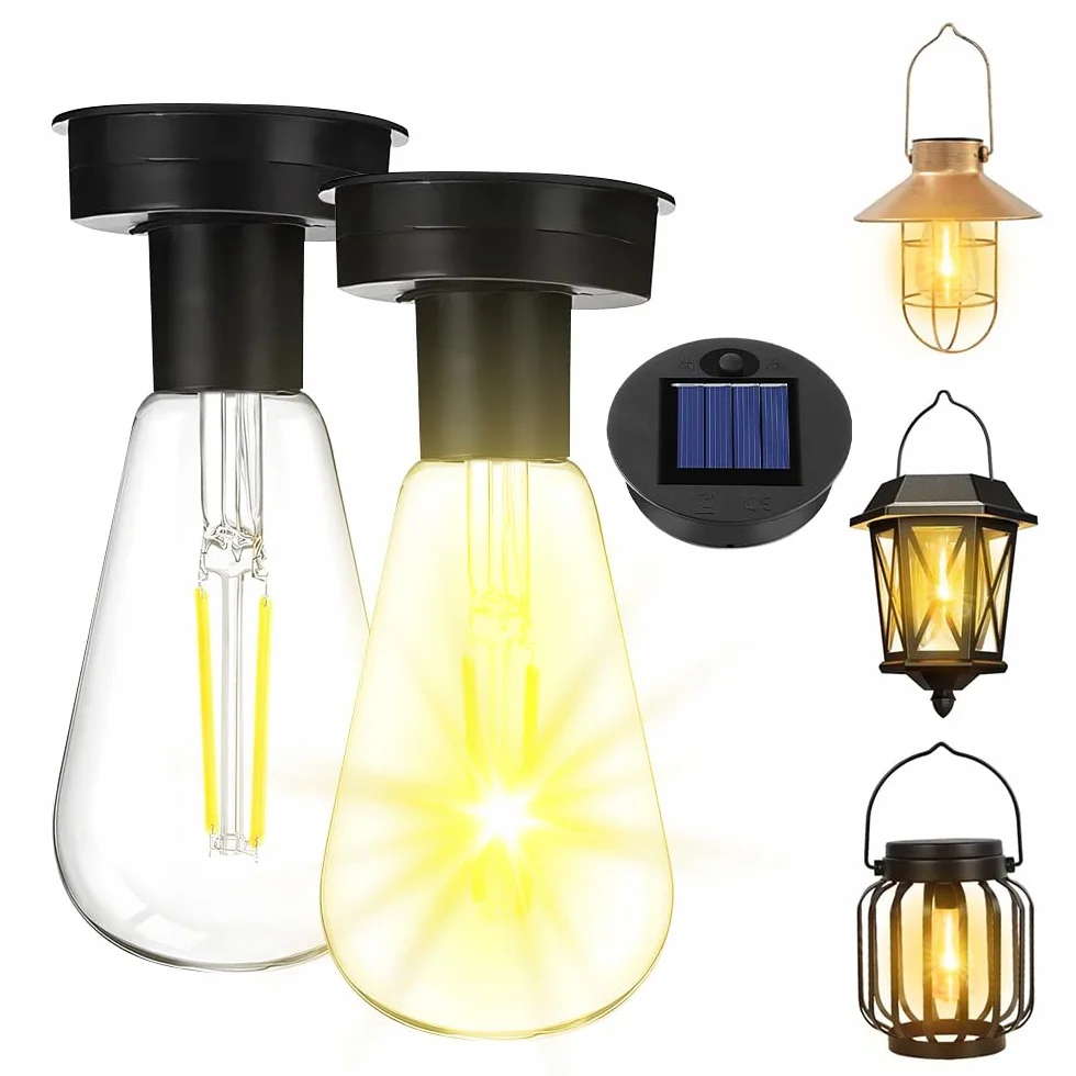 Żarówka solarna, 2 sztuki 8 cm, żarówki solarne do użytku na zewnątrz, zamiennik z jasną żarówką LED, części zamienne do lamp ogrodowych, latarni solarnych, "zrób to sam"