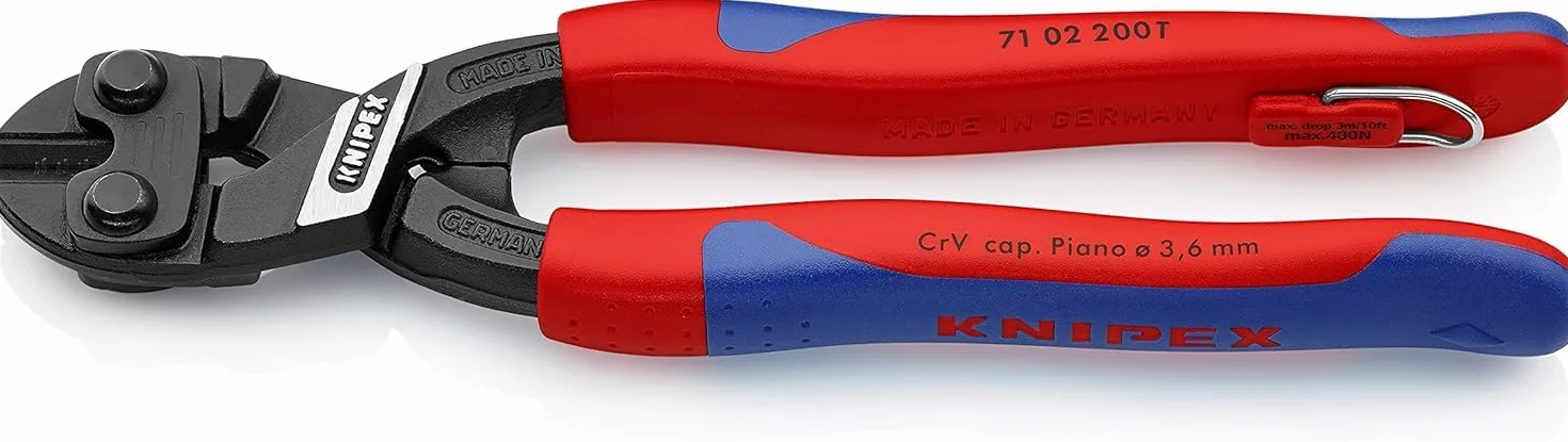 KNIPEX CoBolt Kompaktowe szczypce tnące przegubowe w blister z wąskimi, wielokomponentowymi nasadkami, 71 02 200 T BK