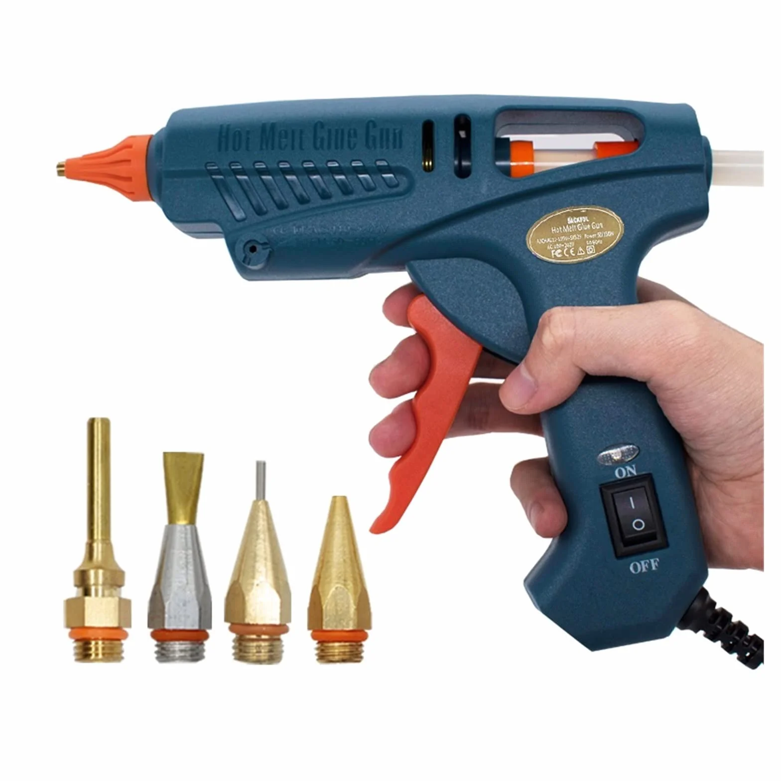 Zestaw pistoletu do klejenia na gorąco Pistolet do klejenia na gorąco 50 W/150 W 100 W dysza miedziana do 11mm klej w sztyfcie rękodzieło domowe DIY klej gorący pistolet torba na narzędzia(4pcs Nozzle
