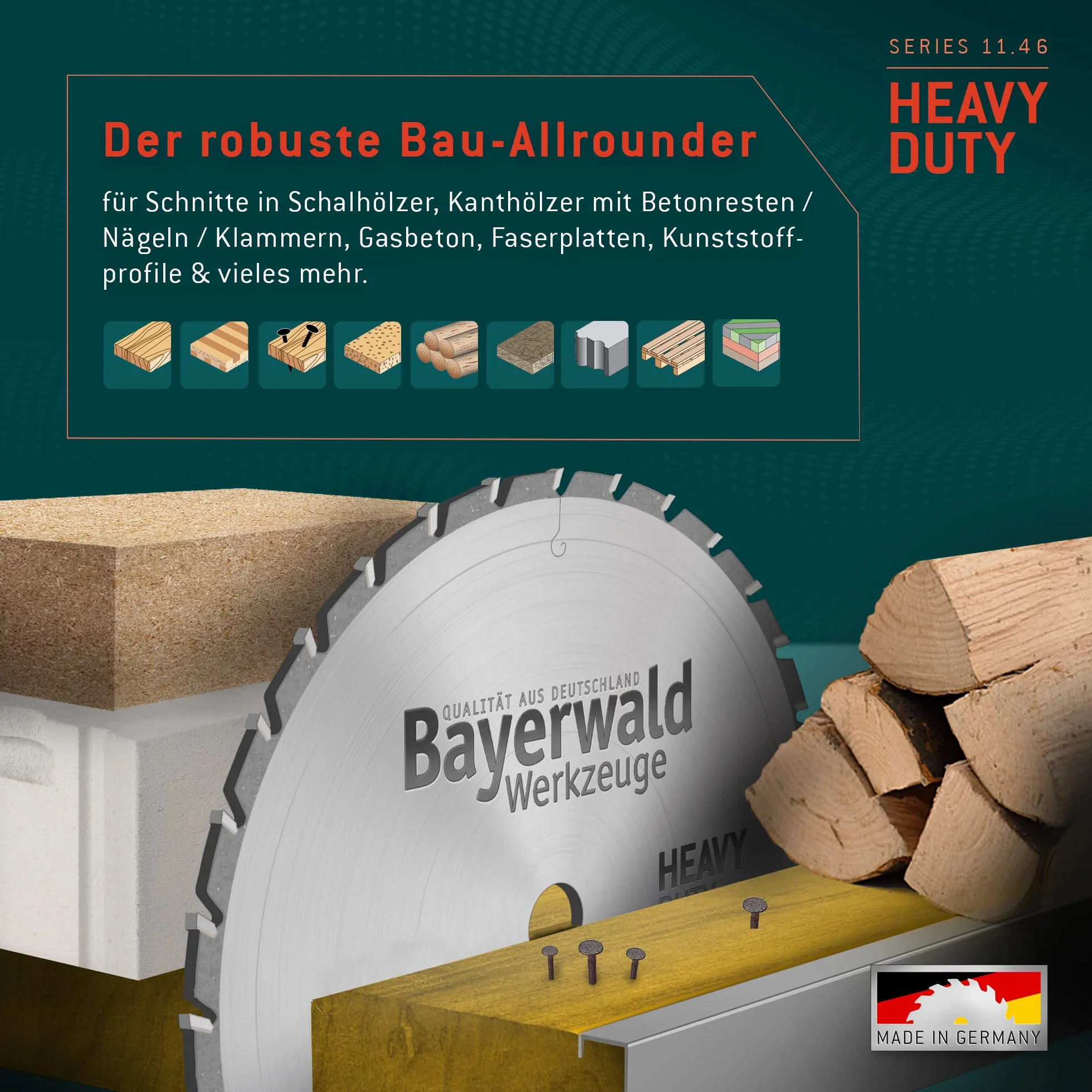 Bayerwald - HM brzeszczot do piły tarczowej - Ø 160 mm x 2,8 mm x 20 mm | ząb zmienny (24 zęby) | otwory dodatkowe: 2/6/32 | bardzo wytrzymały uniwersalny brzeszczot - nadaje się do szlifowania budowlanego