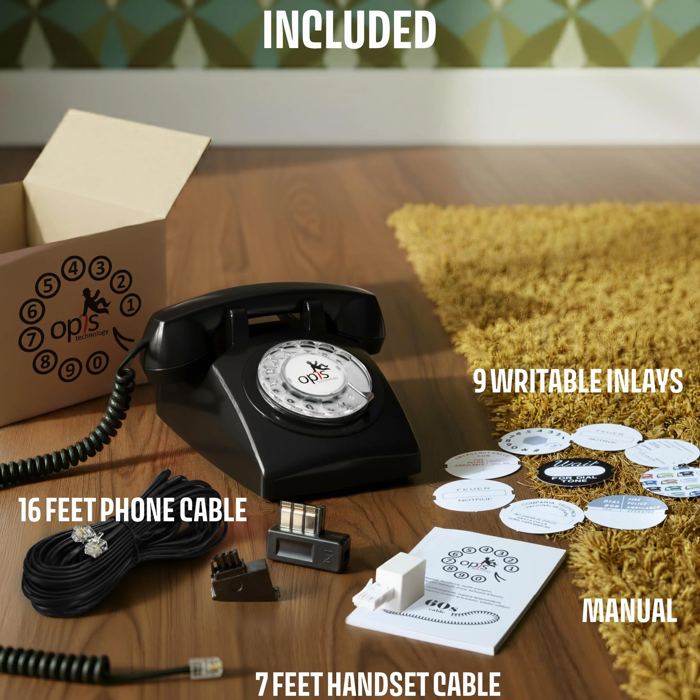 Telefon w stylu retro czarny